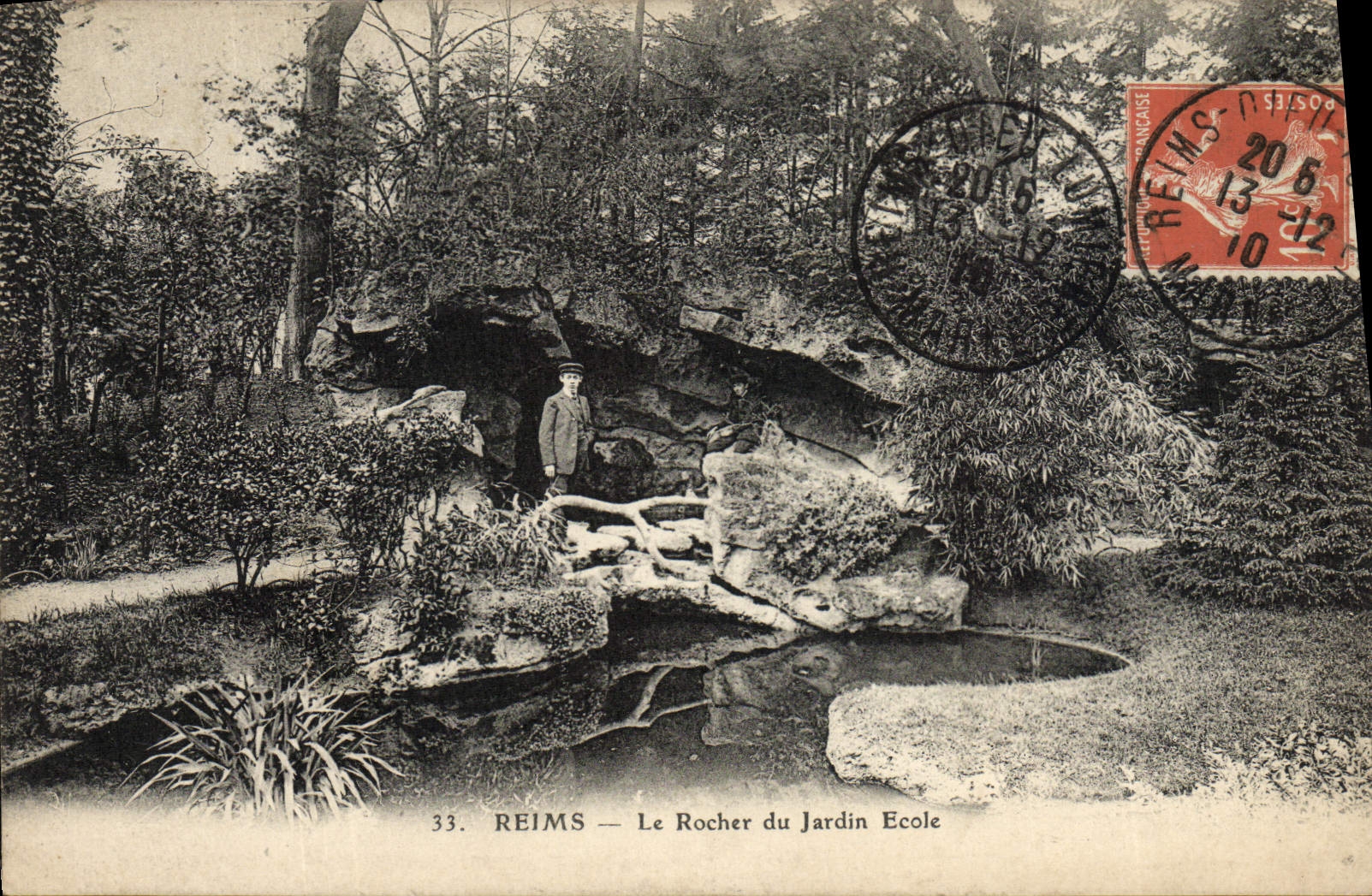 VINTAGE POSTCARD Rheims the Rock of the Garden School