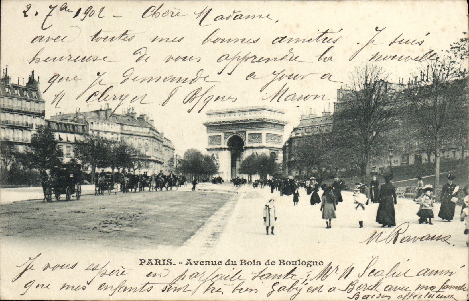 CPA Paris Avenue du Bois de Boulogne Arc de Triomphe