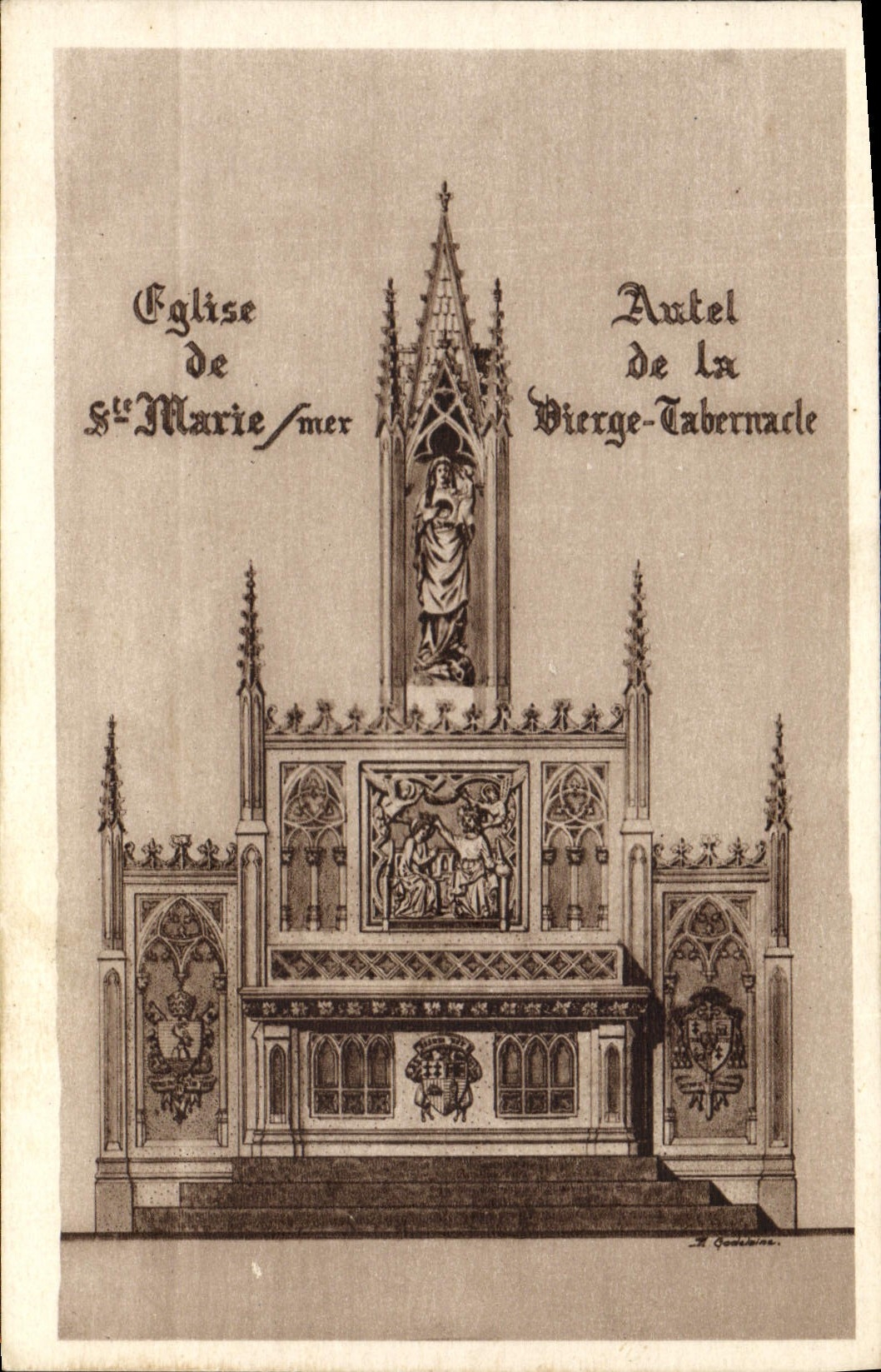 Iglesia de la POSTAL de la VENDIMIA del co. Marie en el puente del horno del mar de la cámara acorazada virginal de la puerta