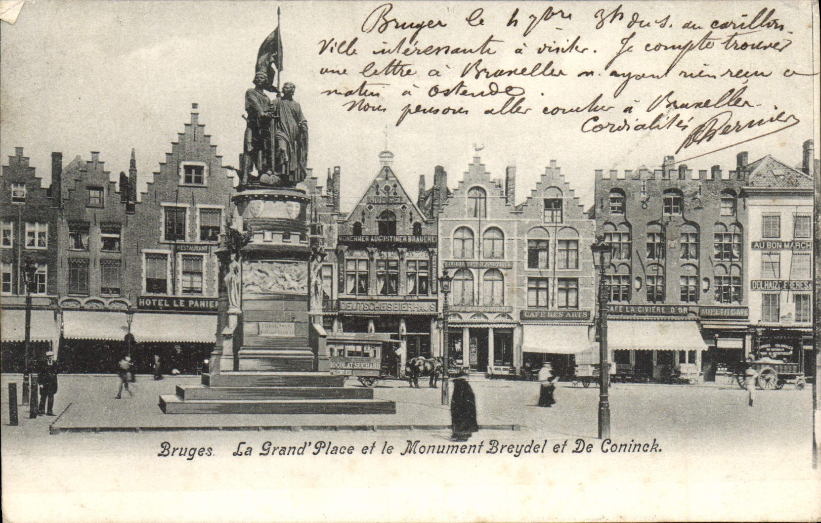 VINTAGE POSTCARD Bruges the Large one Places and the Breydel Monument and De Coninck