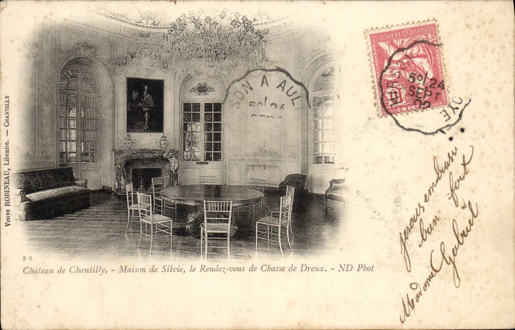 Castillo de la POSTAL de la VENDIMIA de Chantilly Maison de la vuelta de Silvie él de la caza de Dreux