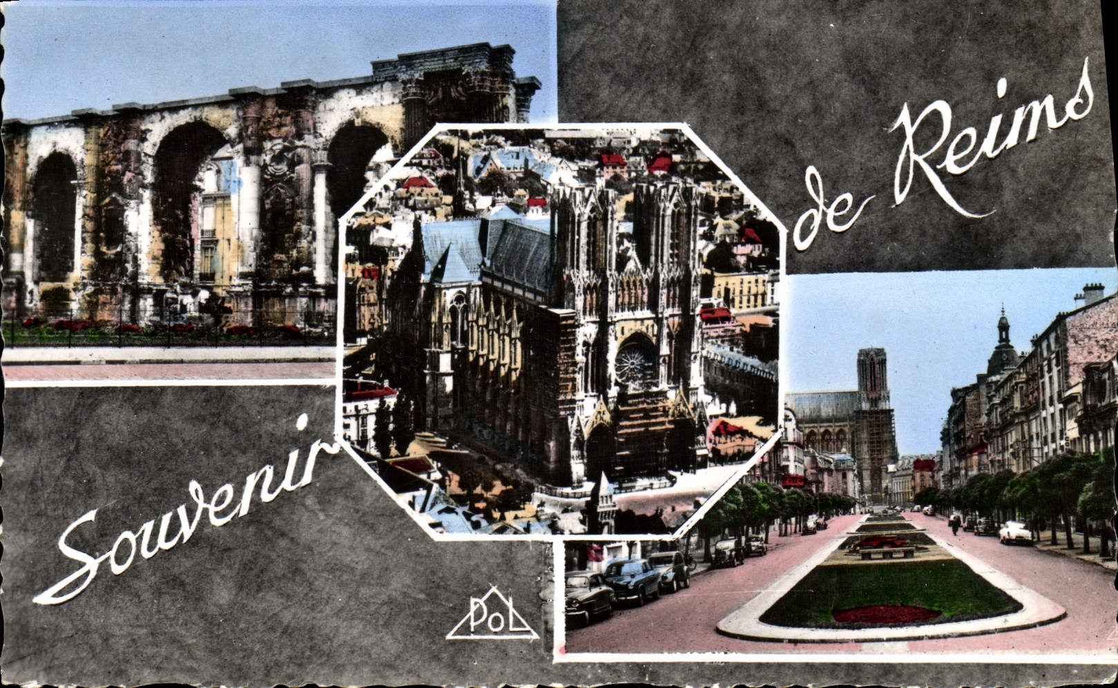 CPM Reims La porte Mars La cathedrale Cours JB Langlet