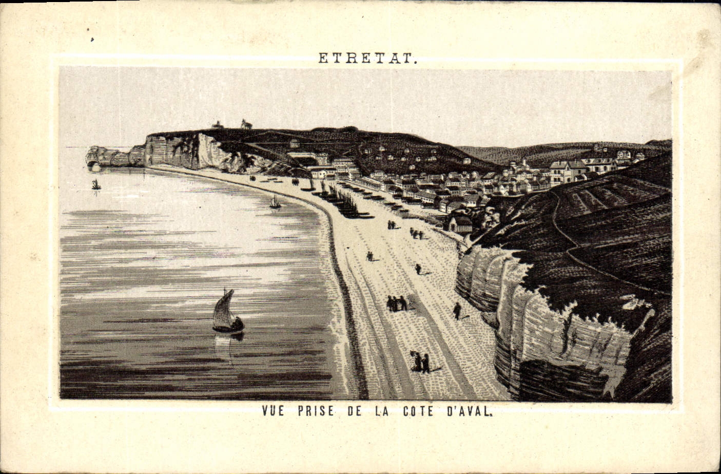 POSTAL Etretat de la VENDIMIA que considera el retén de la dimensión de rio abajo