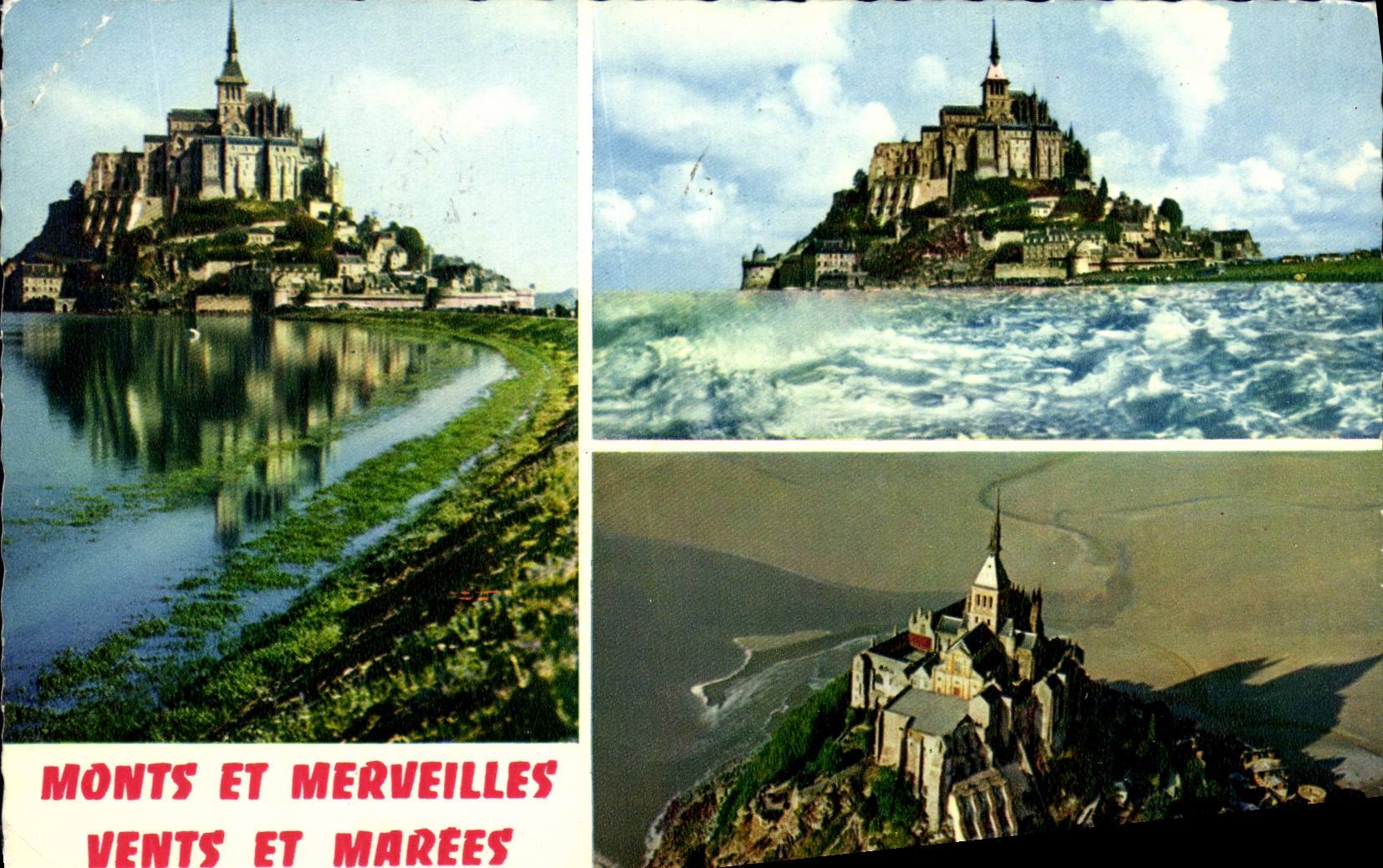 CPM Le Mont Saint michel Vue Generale L'Arrivee Cote Sud A Maree Haute Vue Aerienne