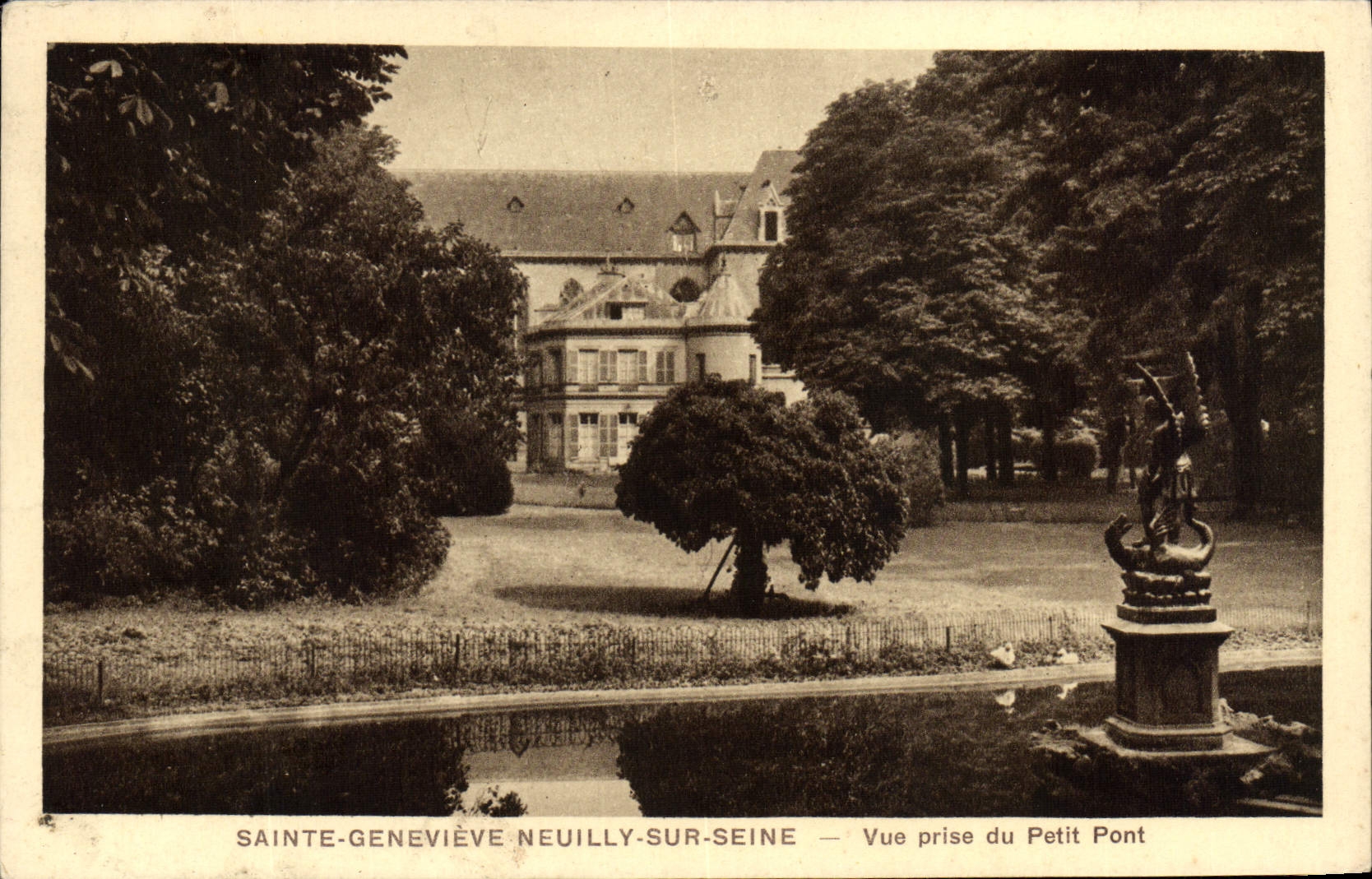 VINTAGE POSTCARD Sainte Genevieve Neuilly sur Seine Seen from Of the Small Bridge