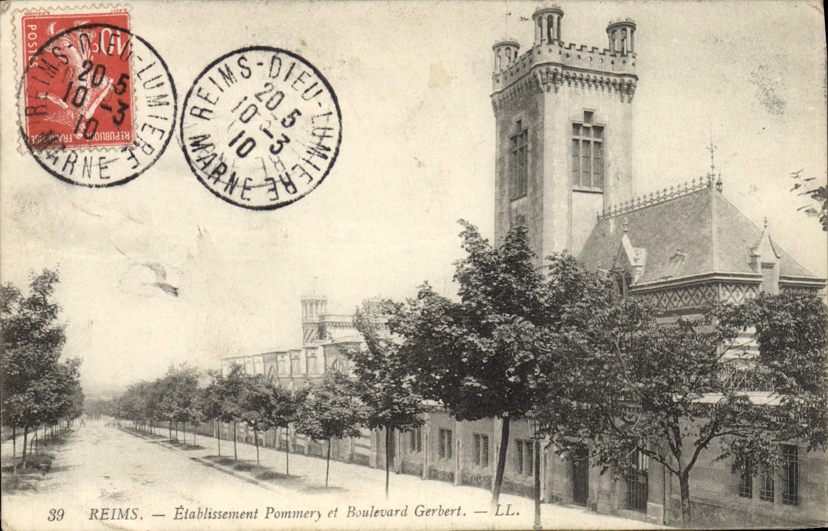 VINTAGE POSTCARD Rheims Pommery Establishment And Boulevard Gerbert
