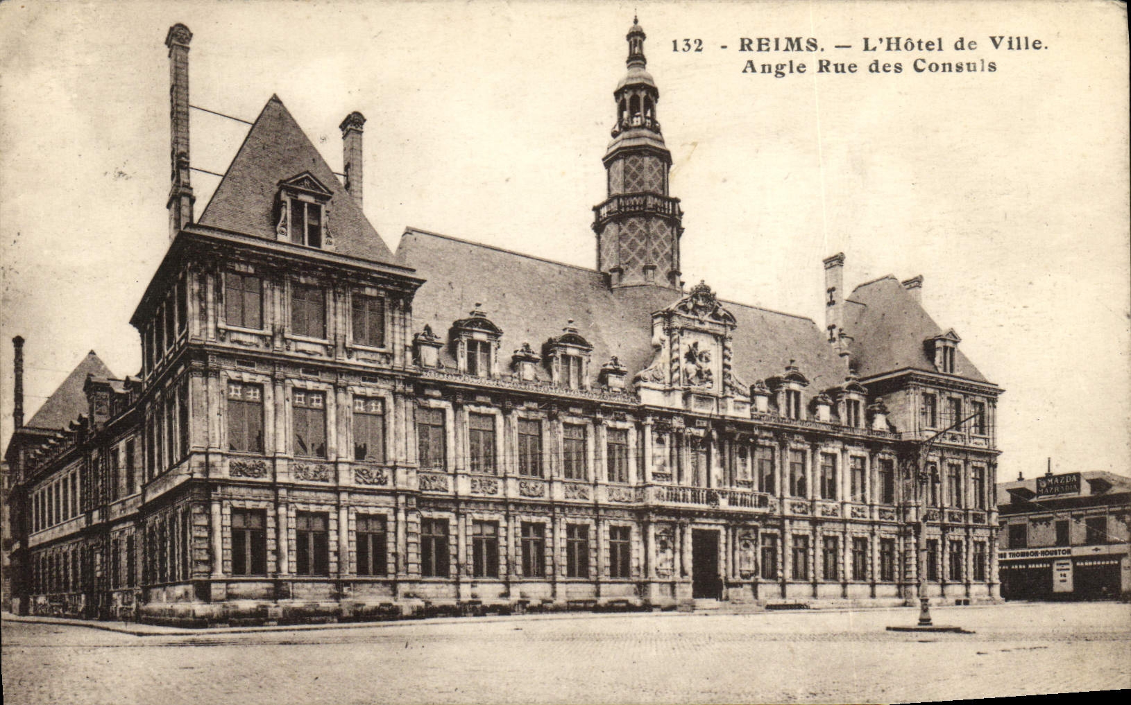 CPA Reims L'Hotel De Ville Angle Rue Des Consuls