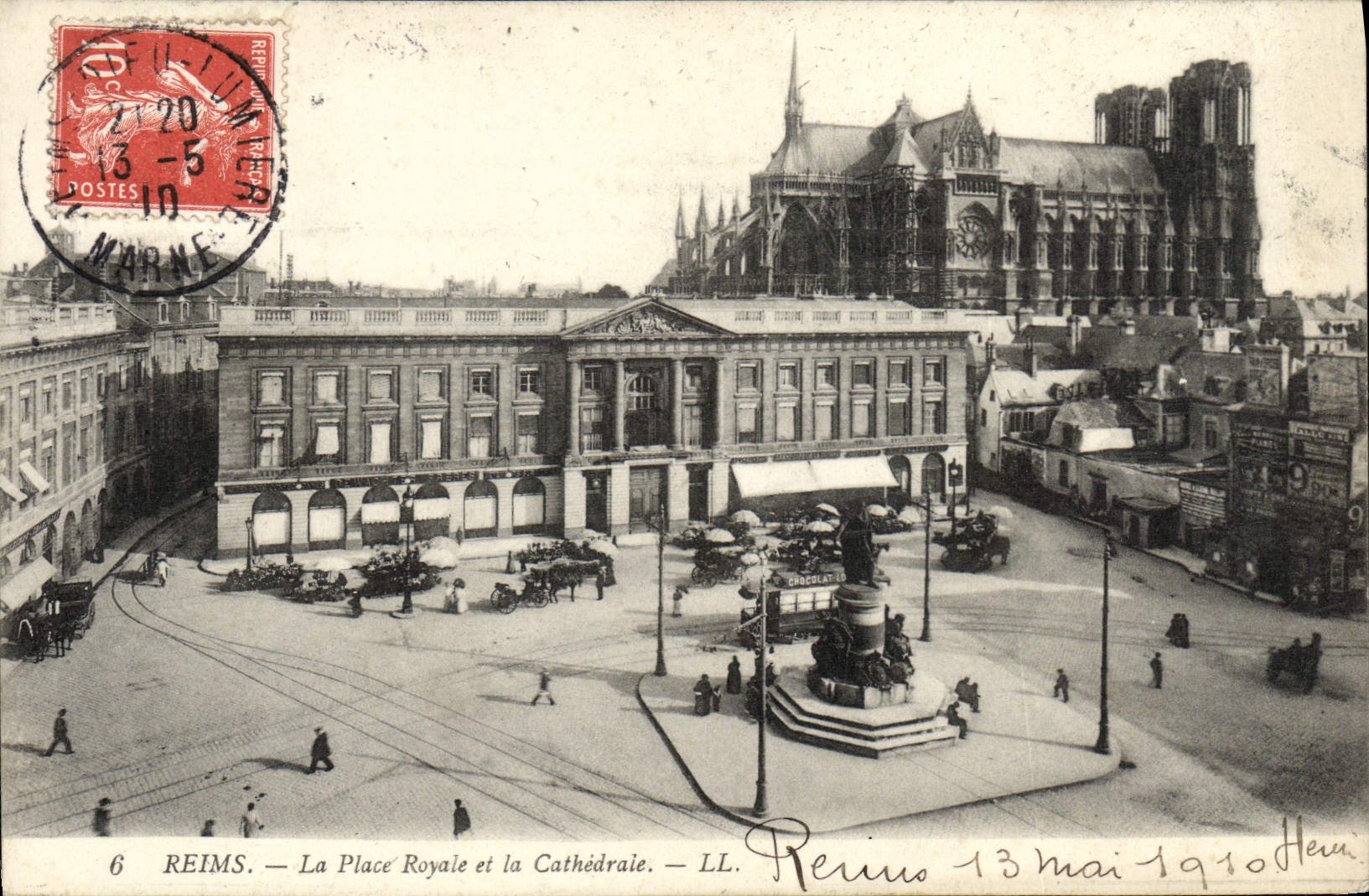 VINTAGE POSTCARD Rheims the Royal Place And the Cathedral