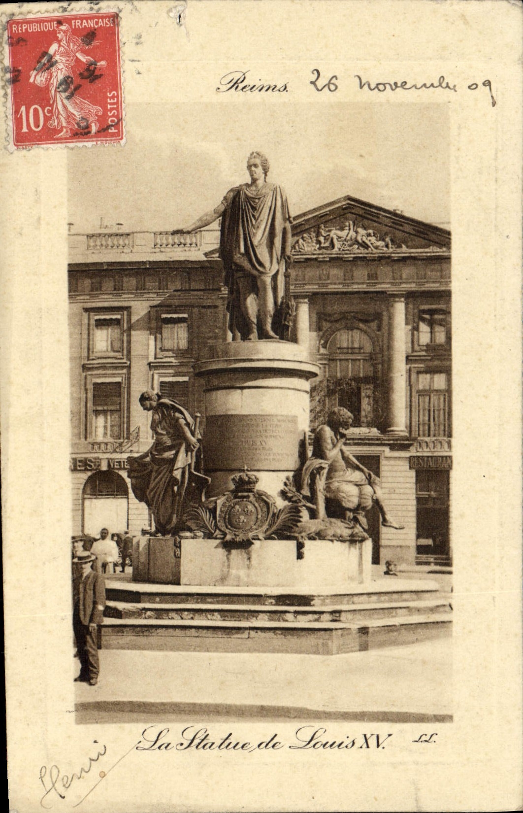 CPA Reims La Statue De Louis XV