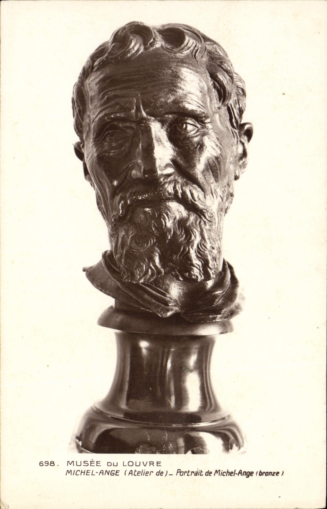 CPA Musee Du Louvre Michel Ange Portrait de Michel Ange bronze