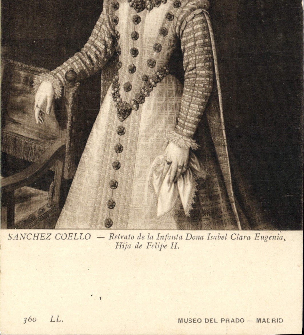 VINTAGE POSTCARD Sanchez Coello Retrato Of Infanta Gave Isabel Clara Eugenia Museo Del Prado Madrid