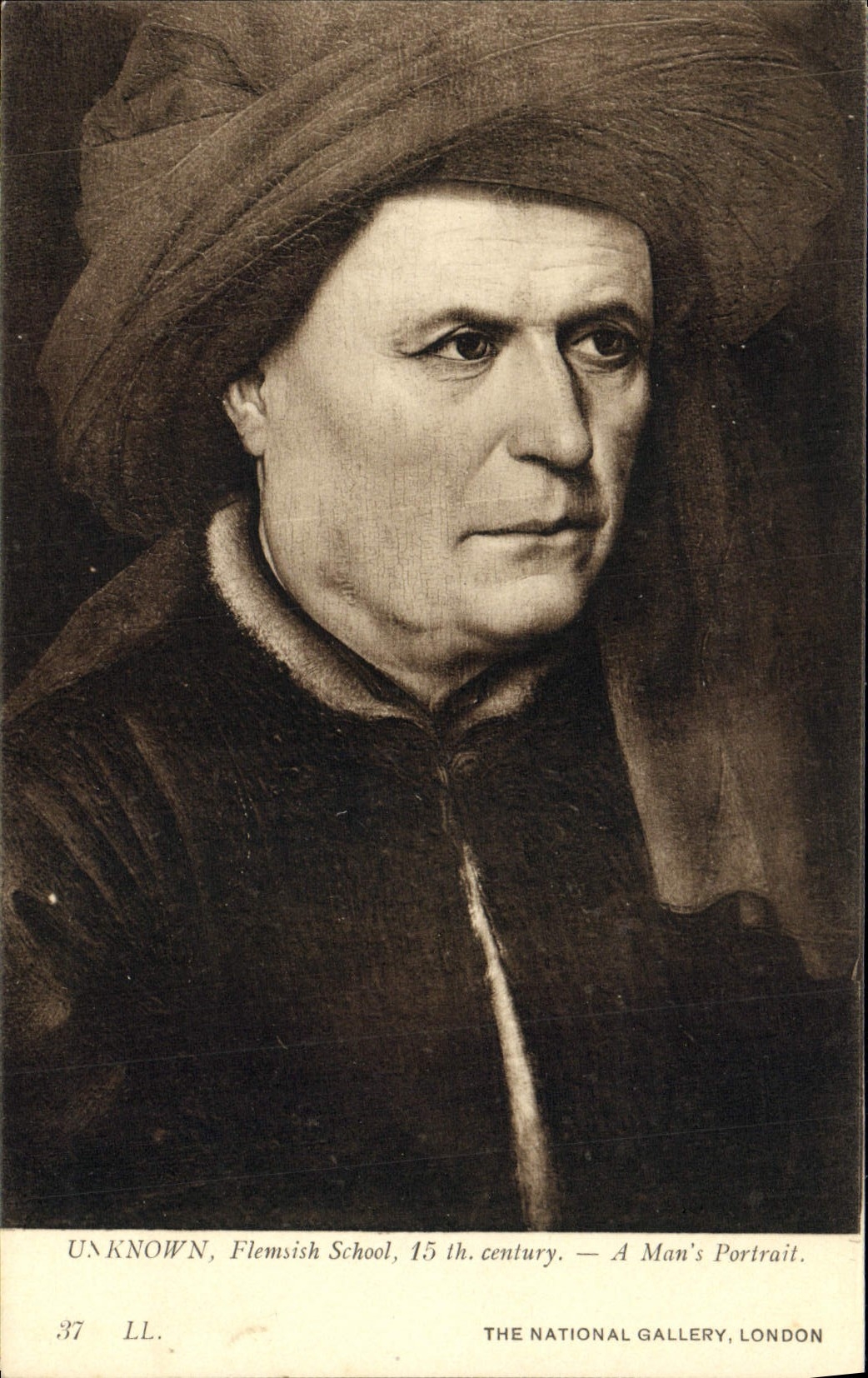 VINTAGE POSTCARD Known Flemsish School has Man' S Portrait The London National Gallery