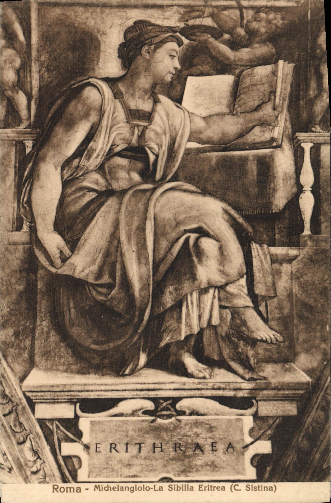 VINTAGE POSTCARD Roma Michelangelo Sibilla Eritrea C Sistina