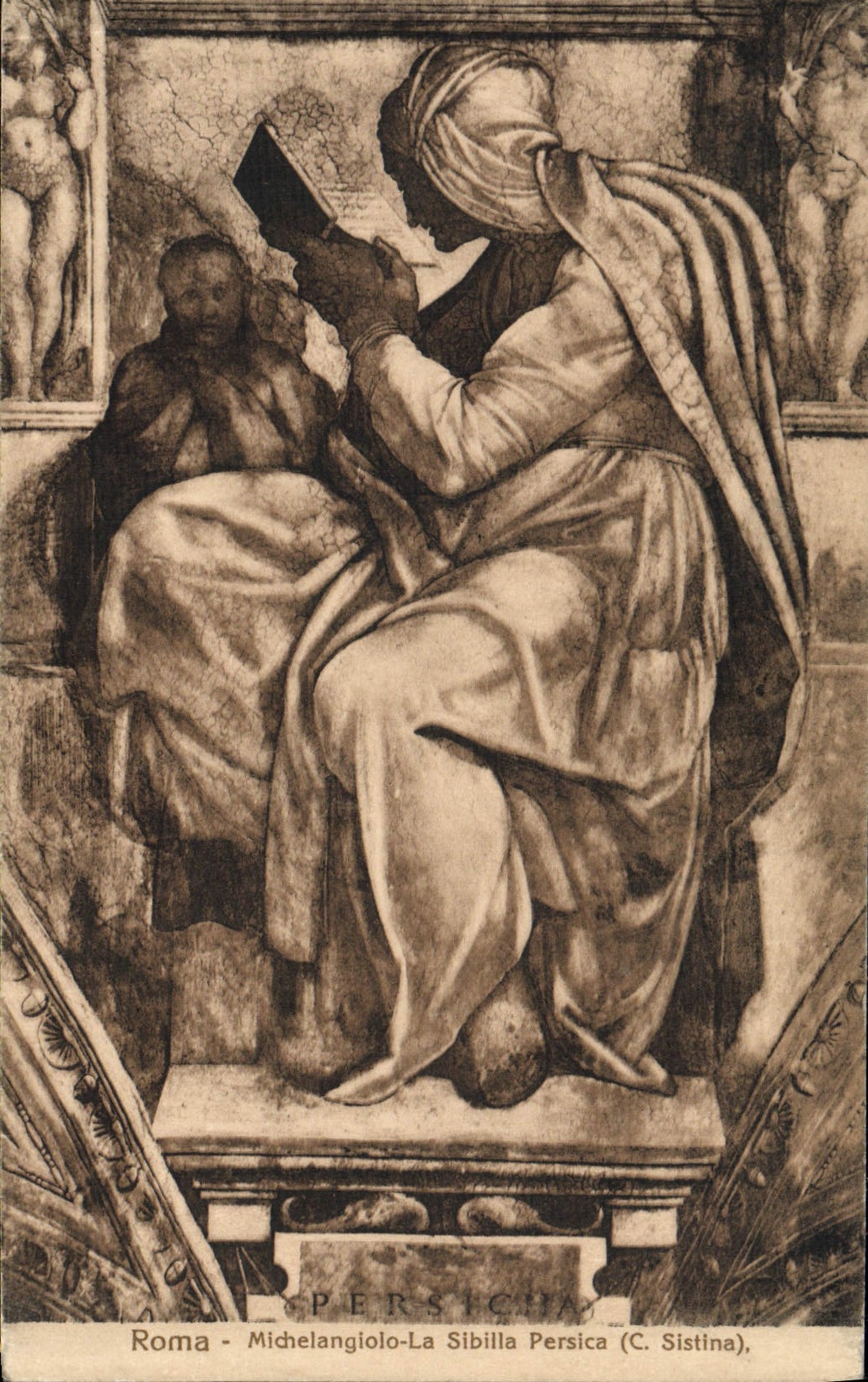 VINTAGE POSTCARD Roma Michelangelo Sibilla Persica C Sistina