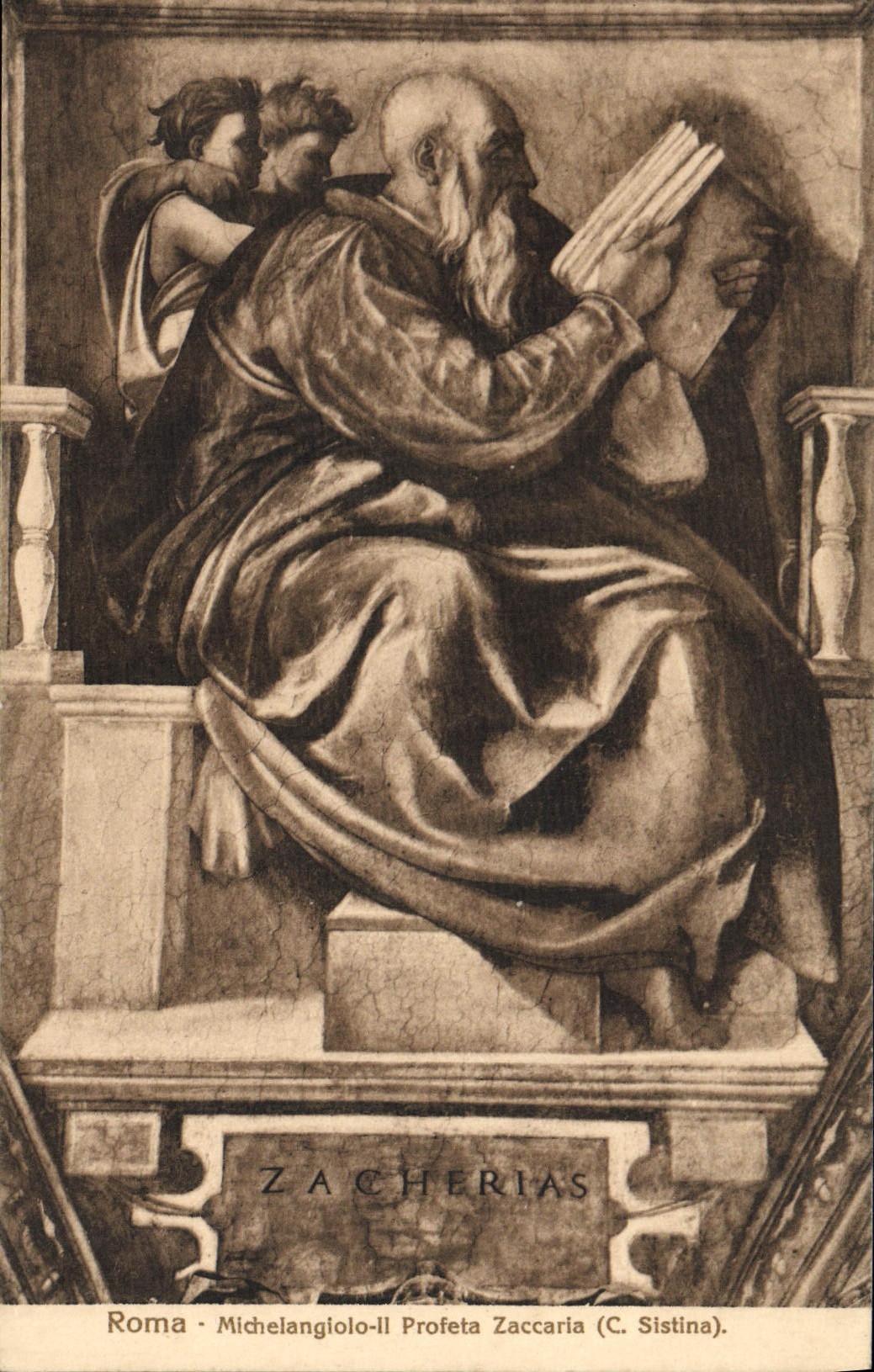VINTAGE POSTCARD Roma Michelangelo Profeta Zaccaria C Sistina