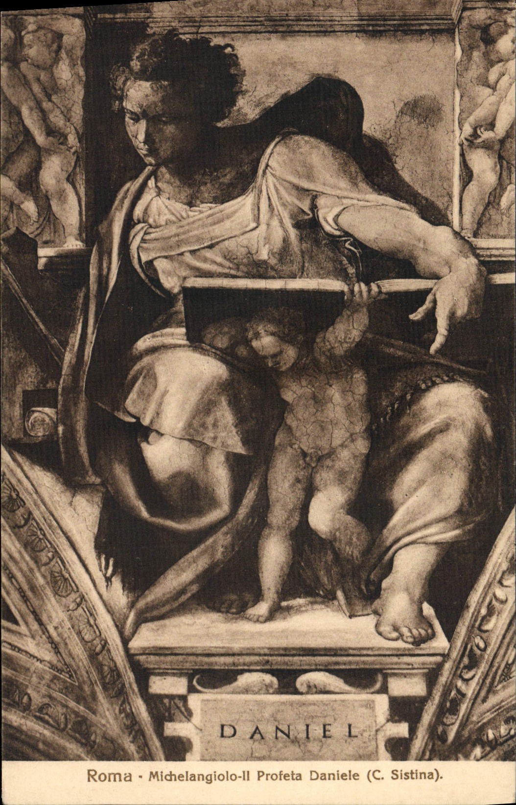 VINTAGE POSTCARD Roma Michelangelo Profeta Danieile C Sistina