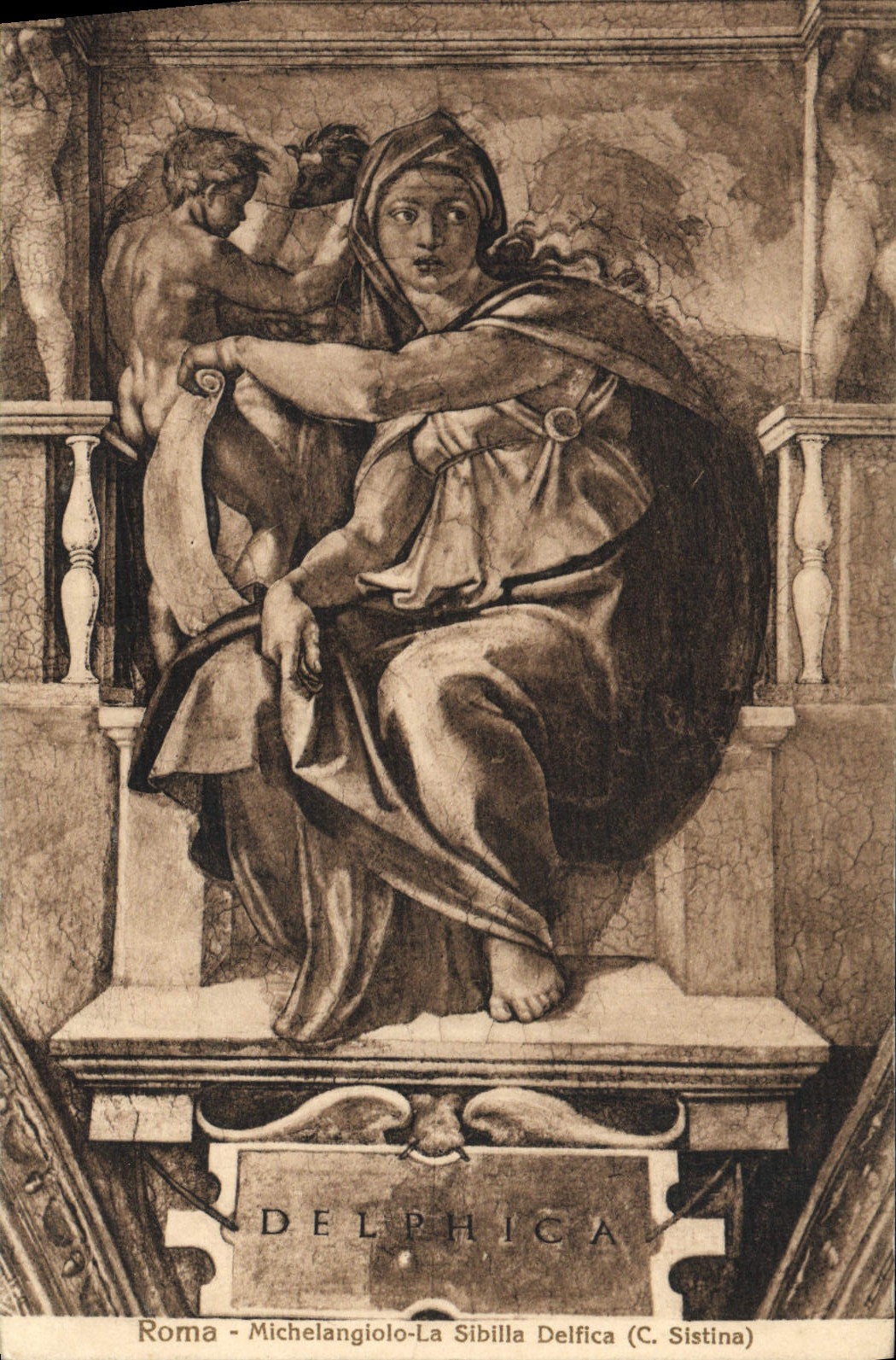 VINTAGE POSTCARD Roma Michelangelo Sibilla Delfica C Sistina