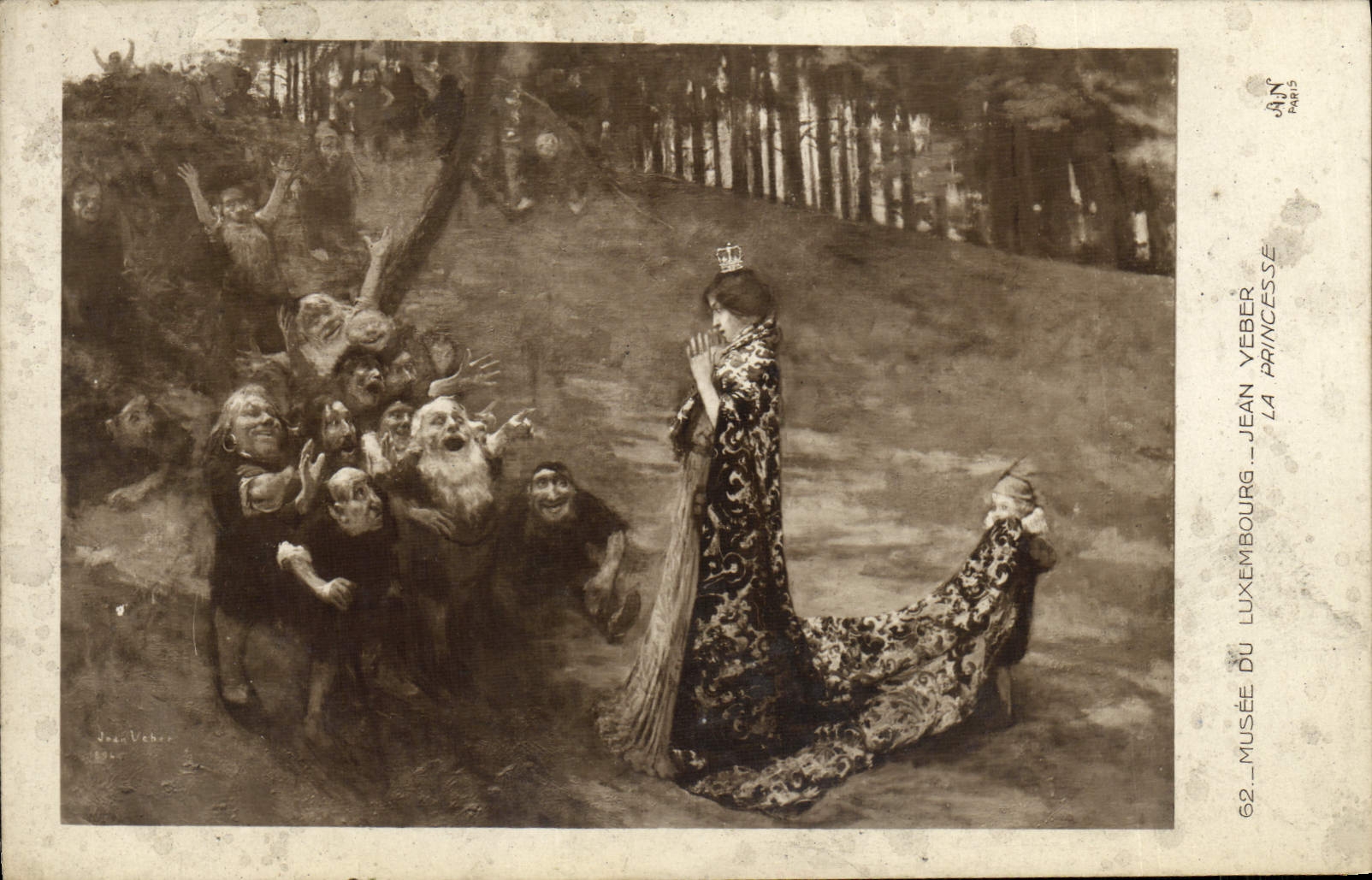 VINTAGE POSTCARD Museum Of Luxembourg Jean Veber the Princess Dwarves Dwarf