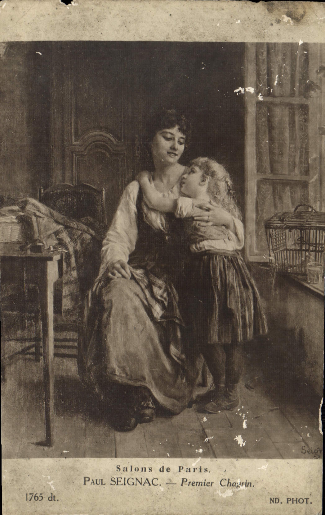 VINTAGE POSTCARD Living room Of Paris Paul Seignac the First Sorrow