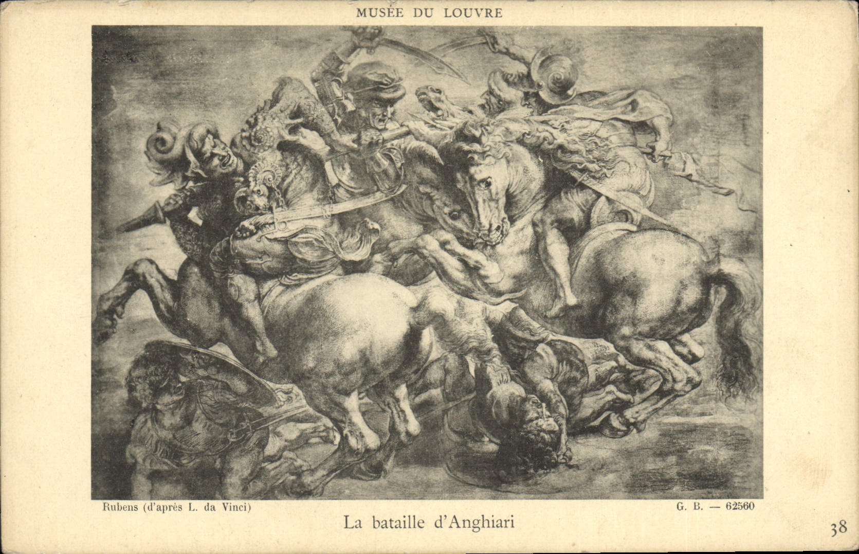 VINTAGE POSTCARD Museum Of Louvre the Battle D' Anghiari Paris