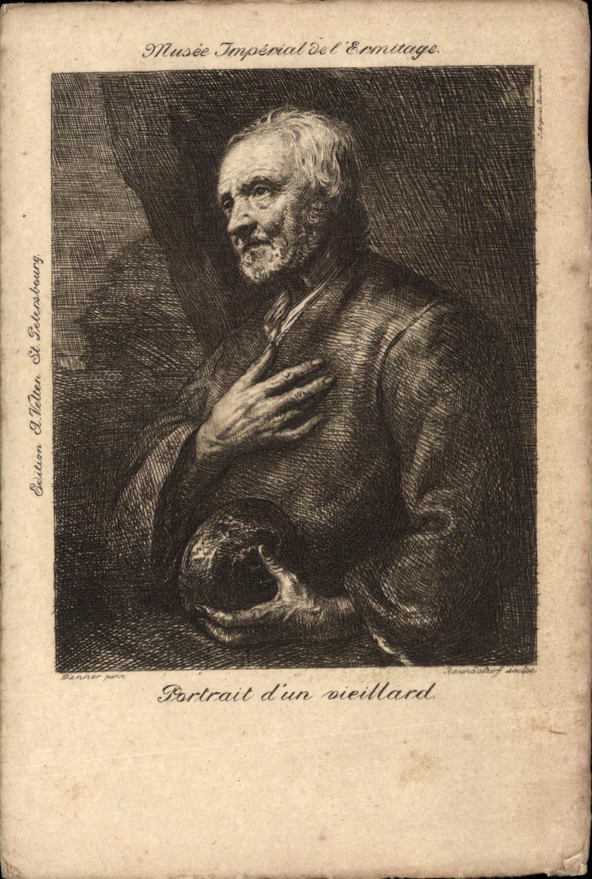 VINTAGE POSTCARD Imperial Museum LED Hermitage Portrait Of an Old man Russia Russia