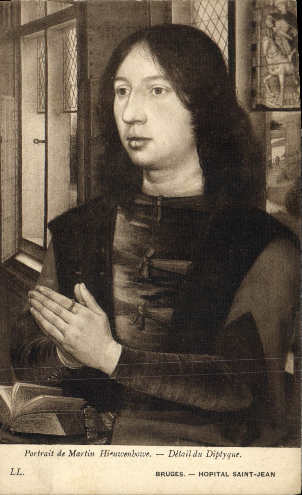 VINTAGE POSTCARD Portrait Of Martin Hieuwenhouse Detail Of the Diptych Bruges Holy Hospital Jean