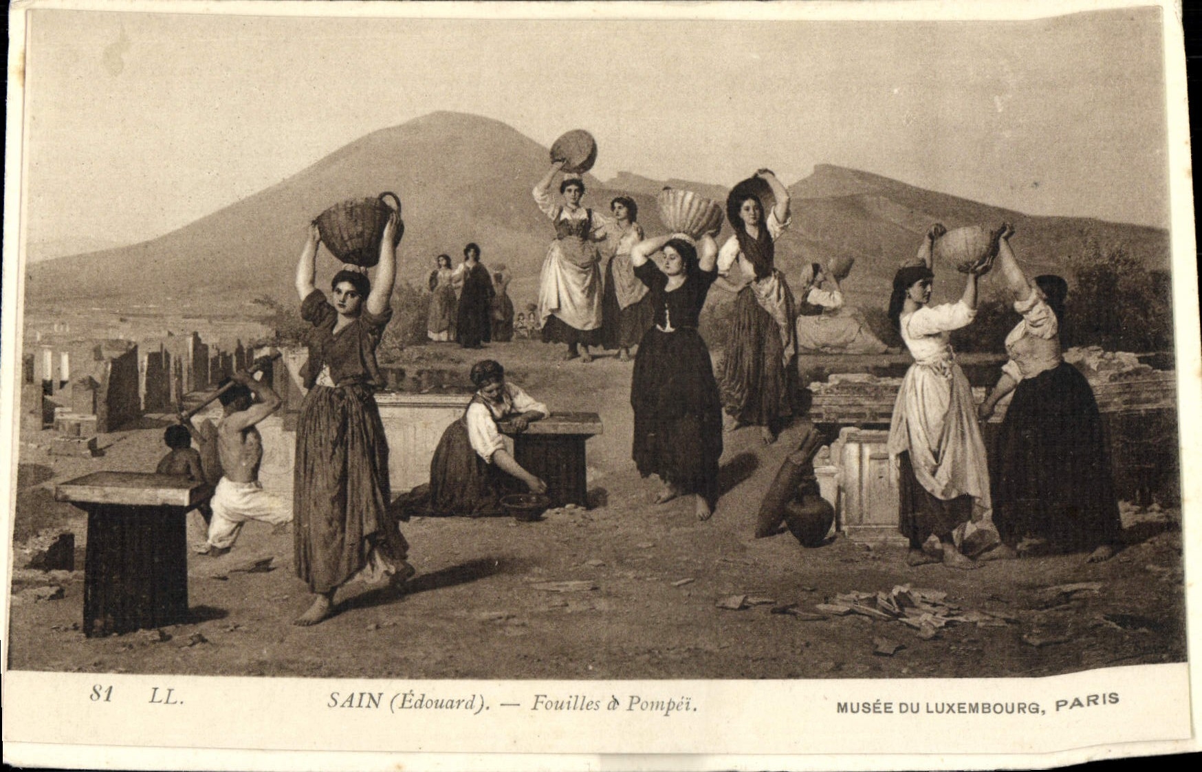 VINTAGE POSTCARD Sain Excavations has Pompei Musee Of Luxembourg Paris