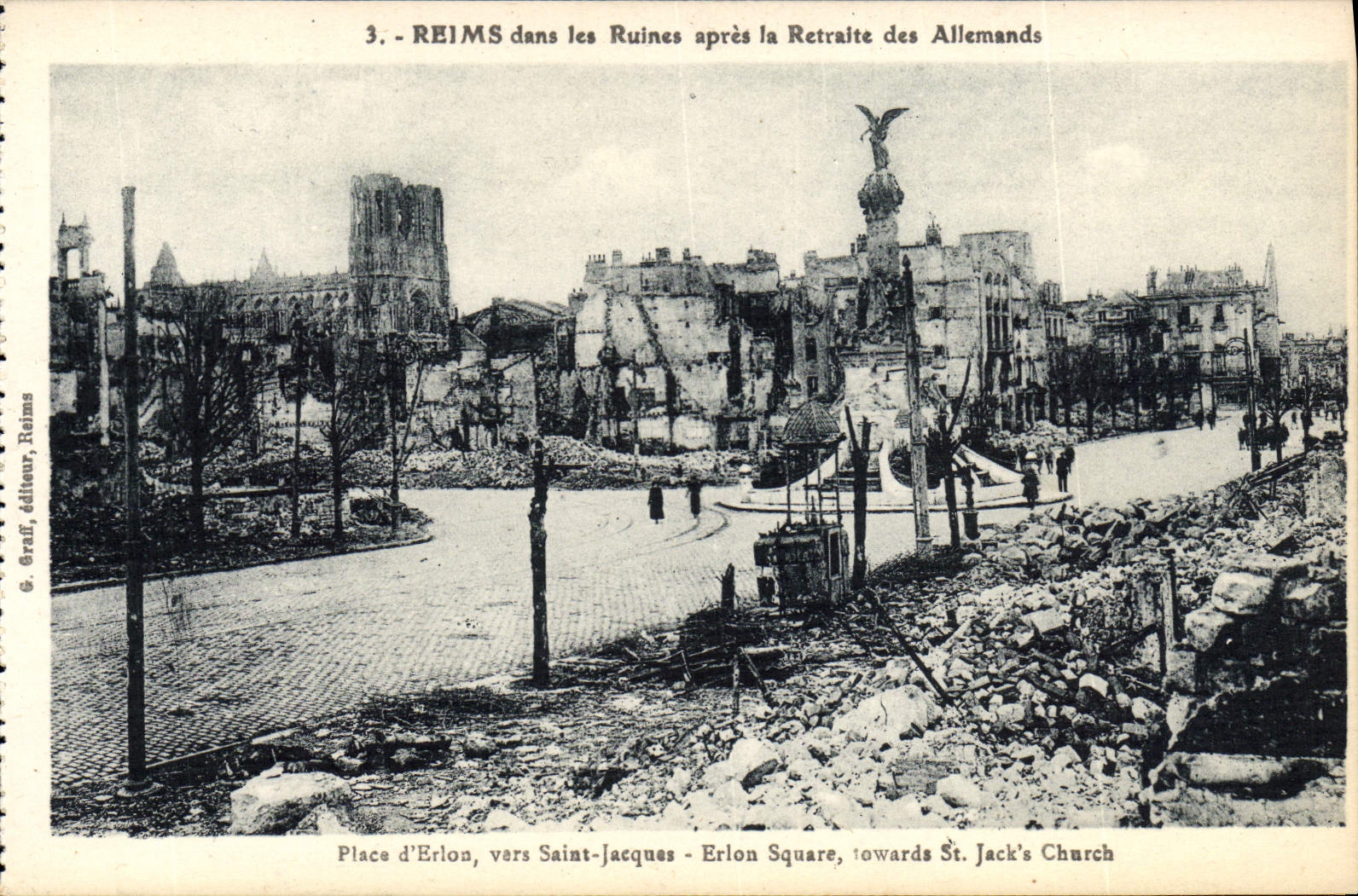 CPA Reims Dans Les Ruines Apres La Retraite Des Allemands Militaria