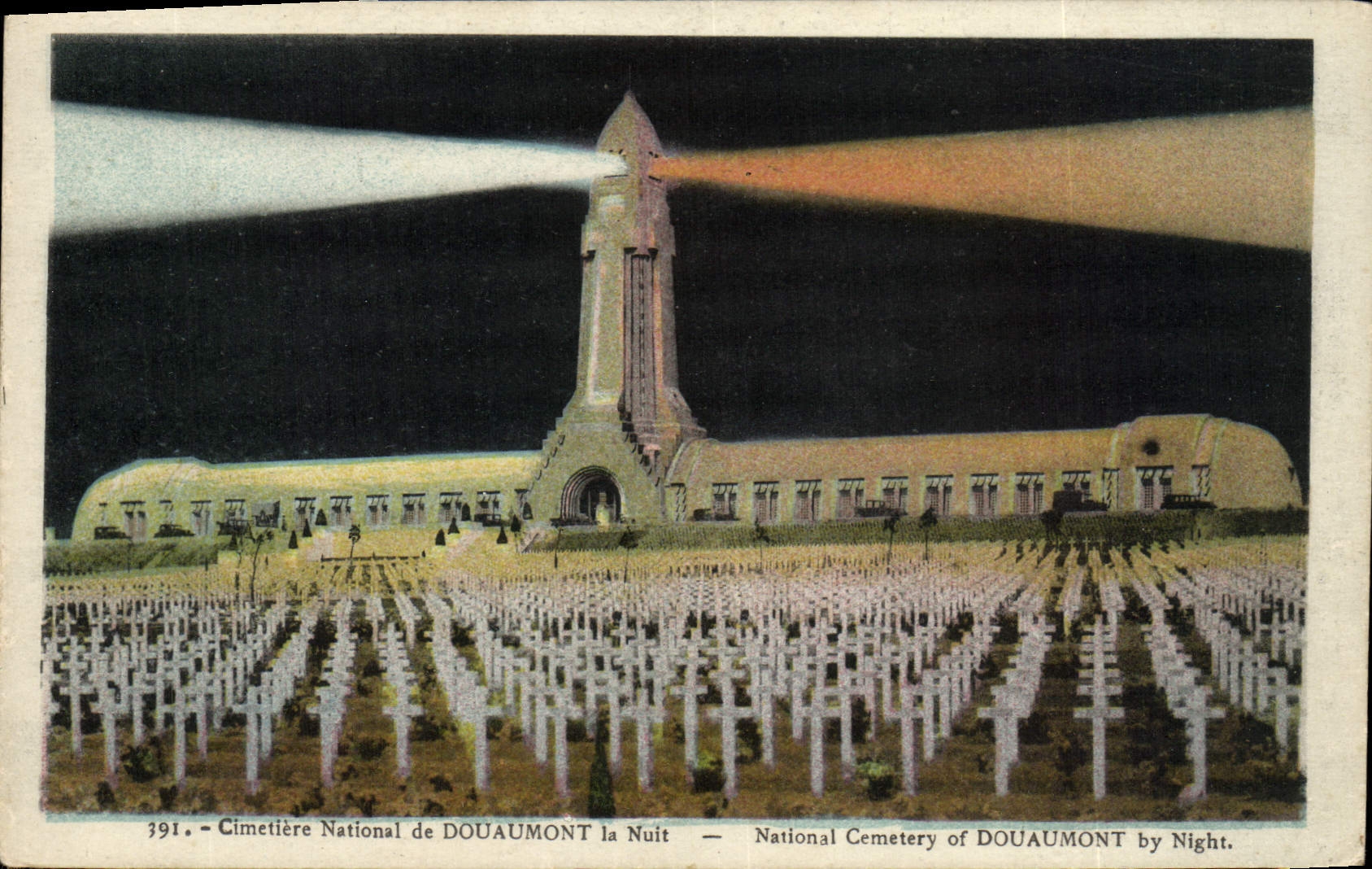 VINTAGE POSTCARD National Cemetery De Douaumont the Militaria Night