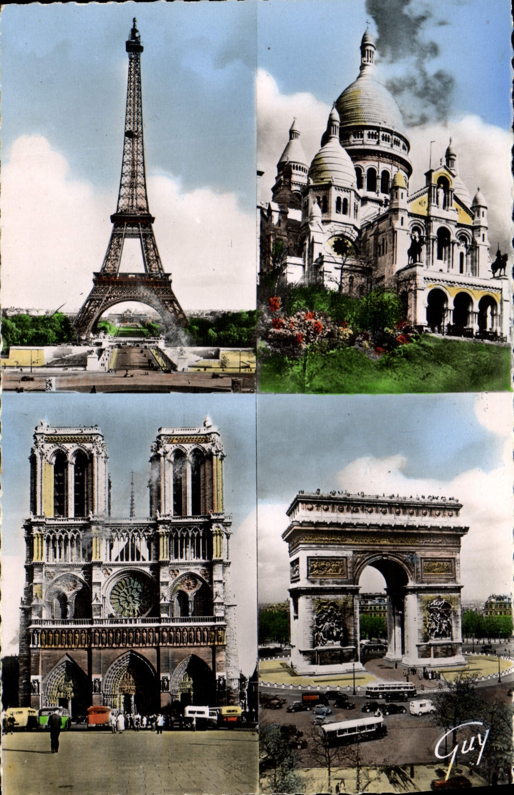 CPM Paris Et Ses Merveilles La Tour Eiffel Sacre Coeur Notre Dame Arc de Triomphe