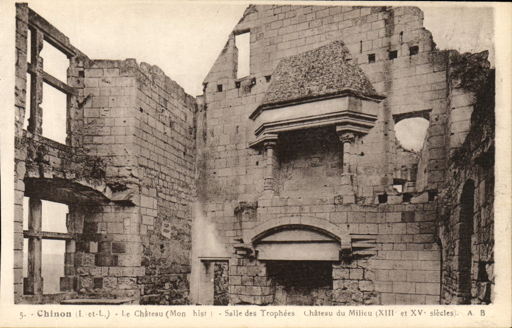 VINTAGE POSTCARD Chinon the Castle Room Of the Trophies