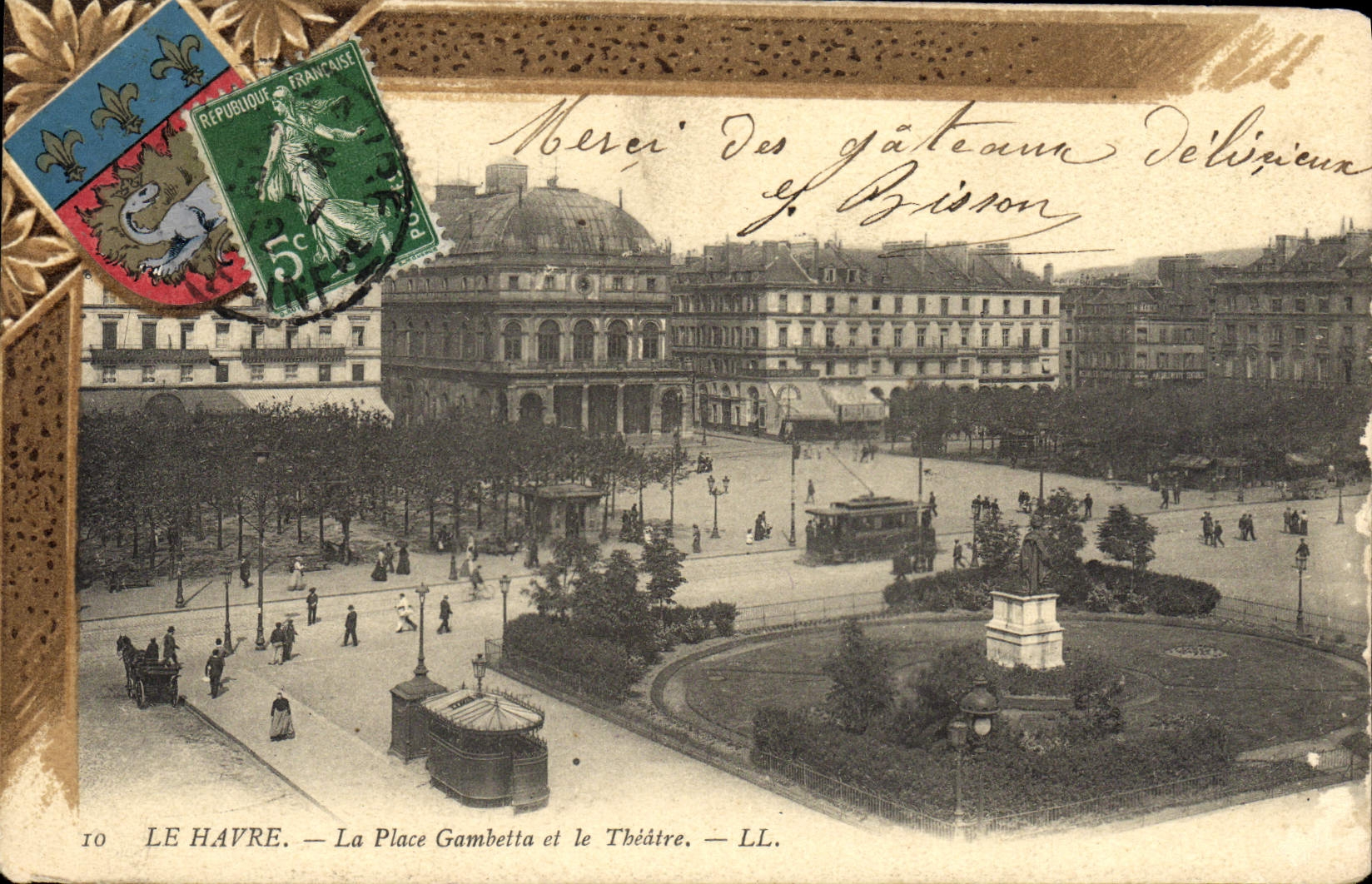 CPA Le Havre La Place Gambetta et le Theatre