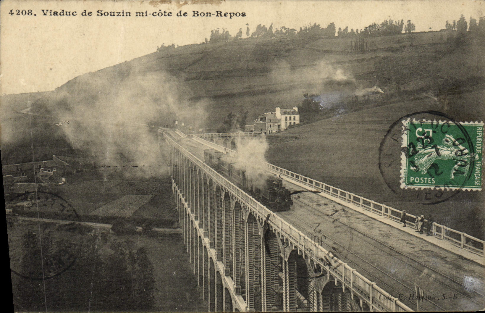 VINTAGE POSTCARD Viaduc of semi Souzin dimensions of Good Rest Train