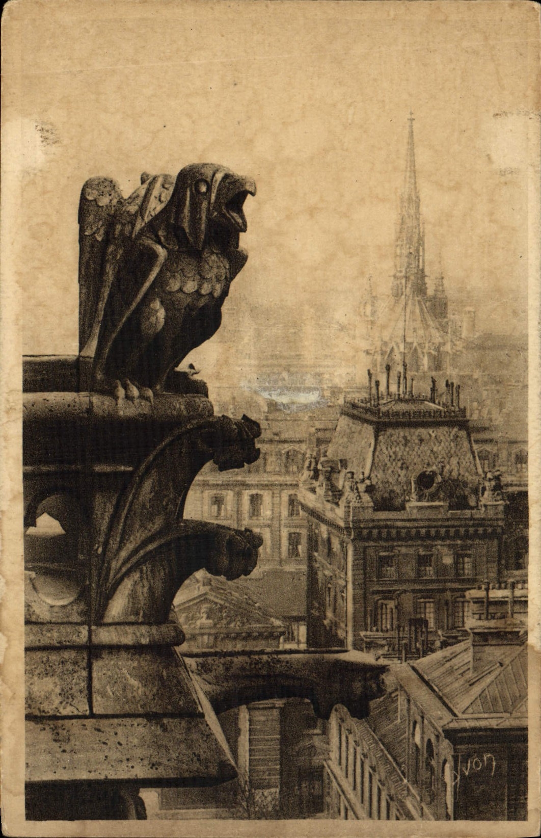 VINTAGE POSTCARD Paris While Strolling Dream Of Notre Dame And Sainte Vault