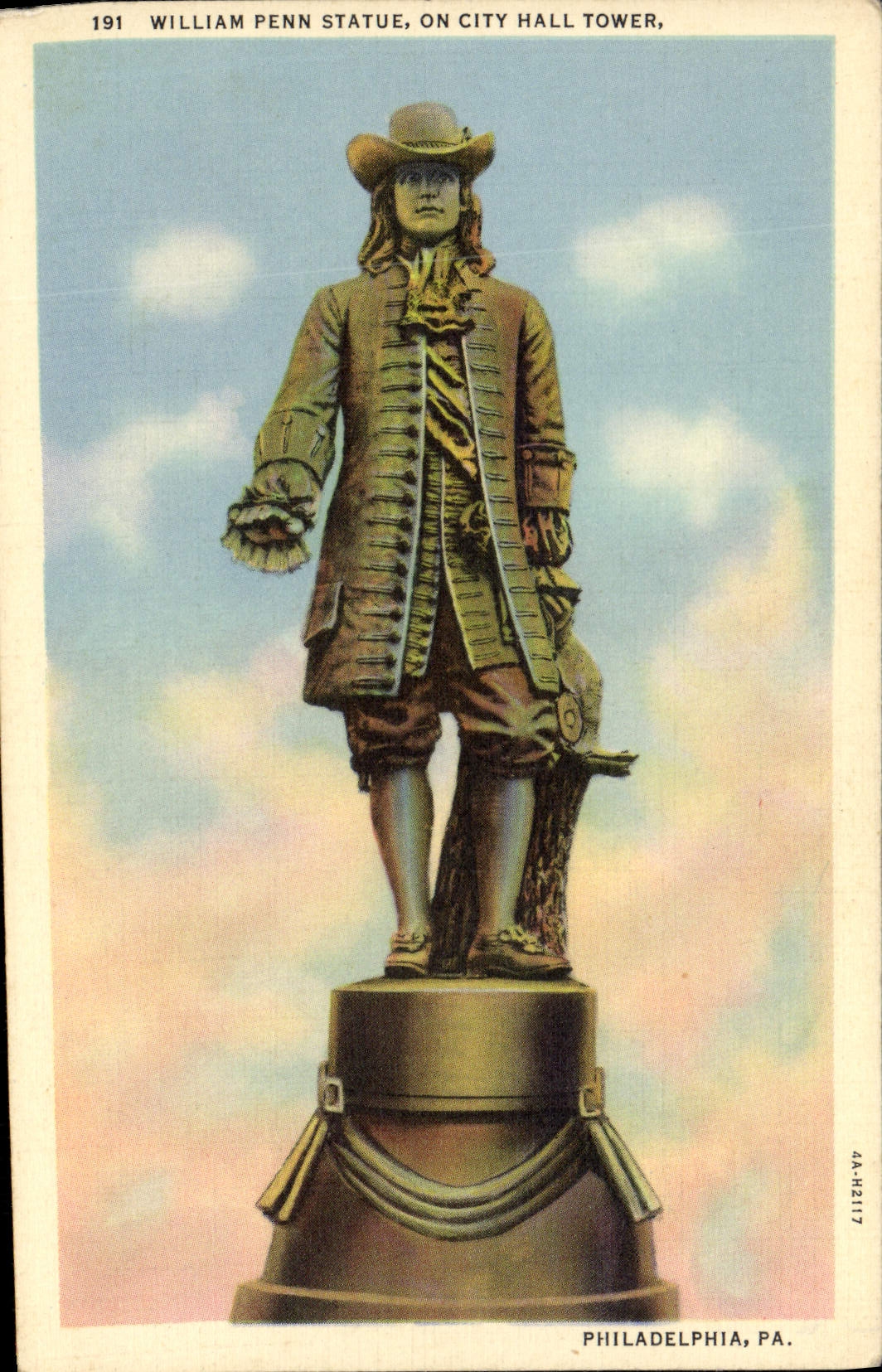 CPA William Penn Statue On City Hall Tower Philadelphia