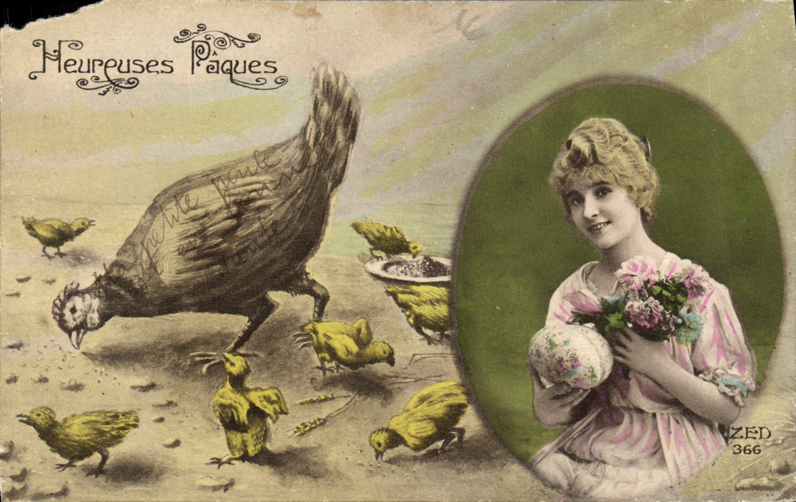 CPA Fantaisie Paques Poussins 