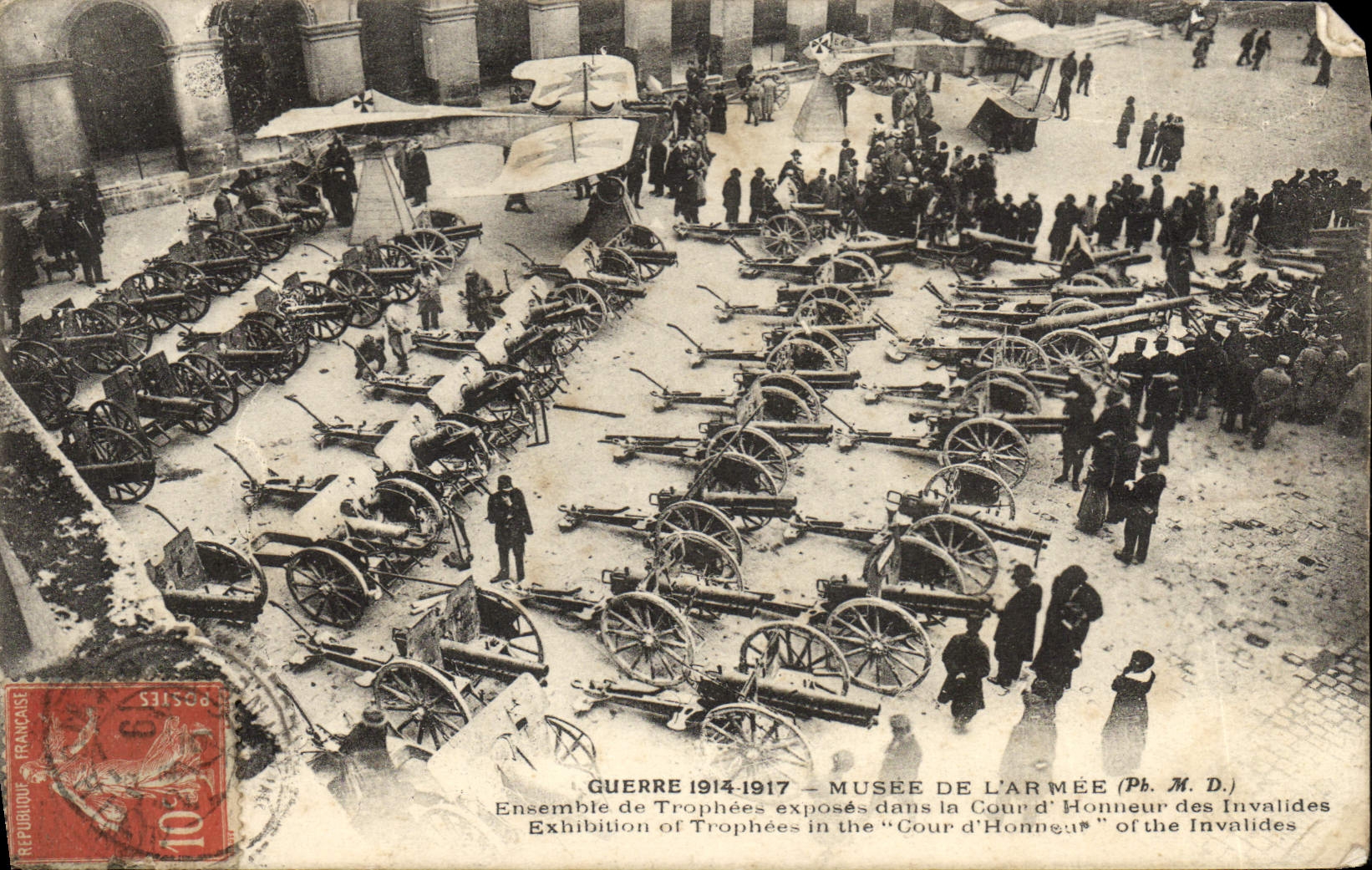 VINTAGE POSTCARD Guerre 1914 1917 Museum of the army Paris Ensemble of the trophies expose in the main courtyard Avion