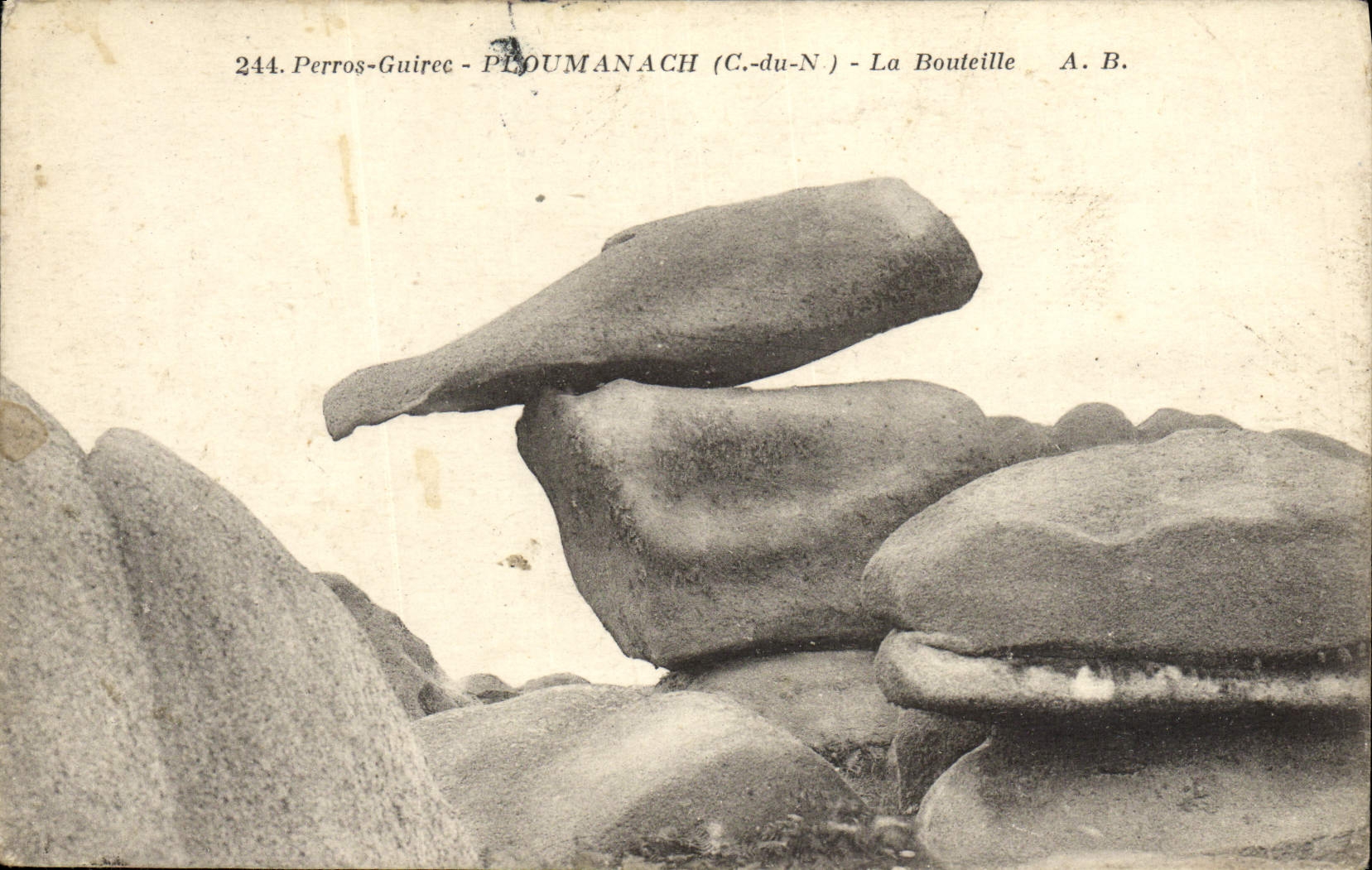 VINTAGE POSTCARD Perros Guirec Ploumanach the Bottle