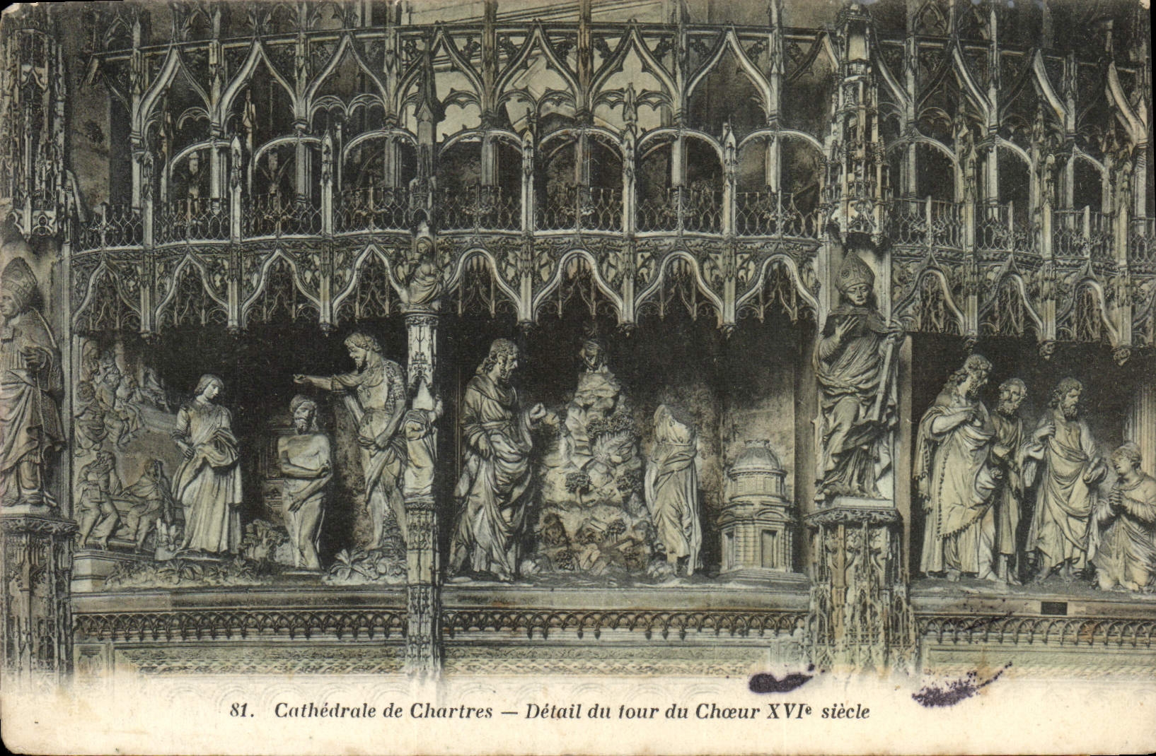 Catedral de la POSTAL de la VENDIMIA del detalle de Chartres de la torre del estribillo