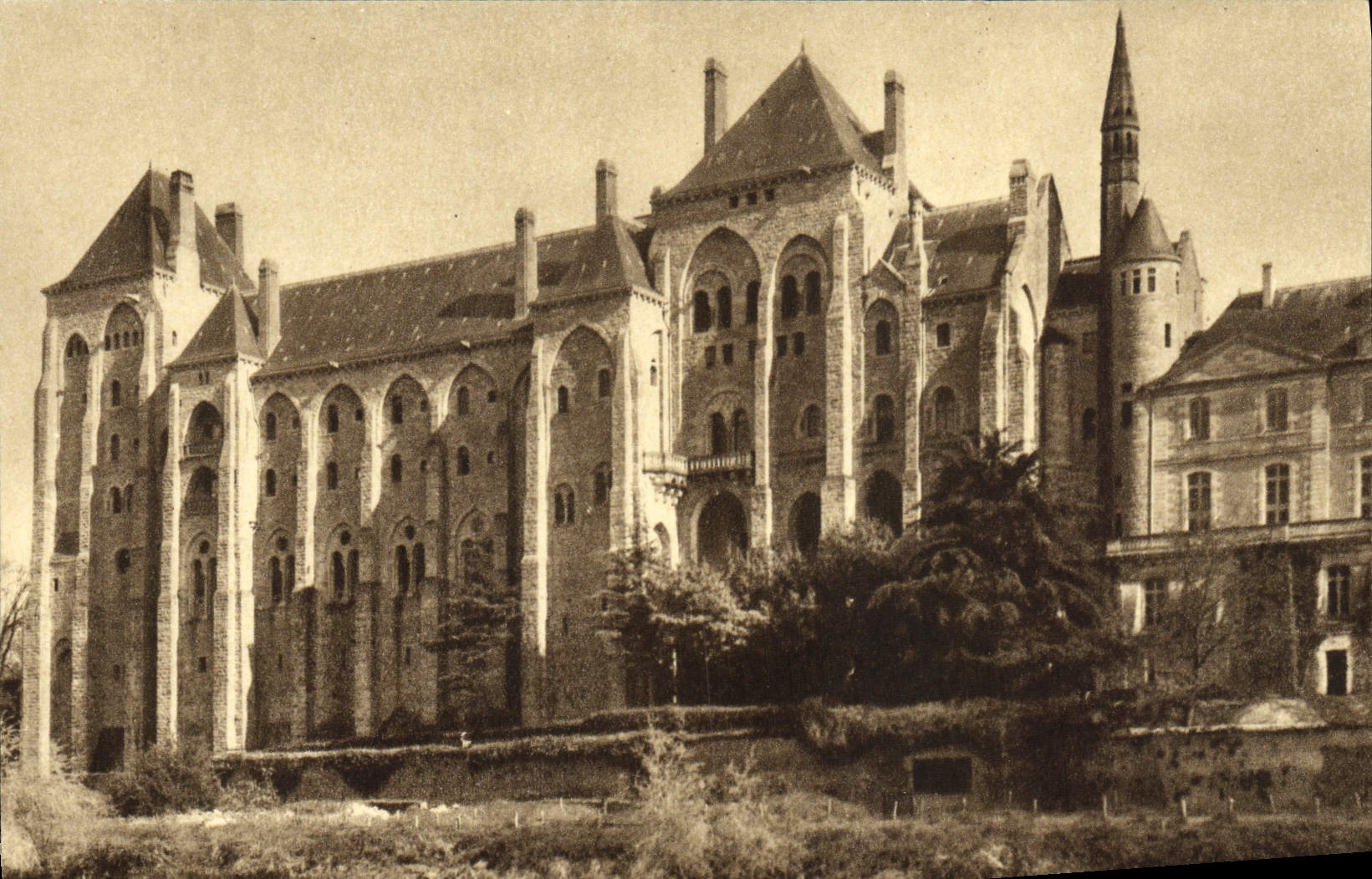 VINTAGE POSTCARD Abbey De Solesmes buildings of 1896 seen island Saint Clement