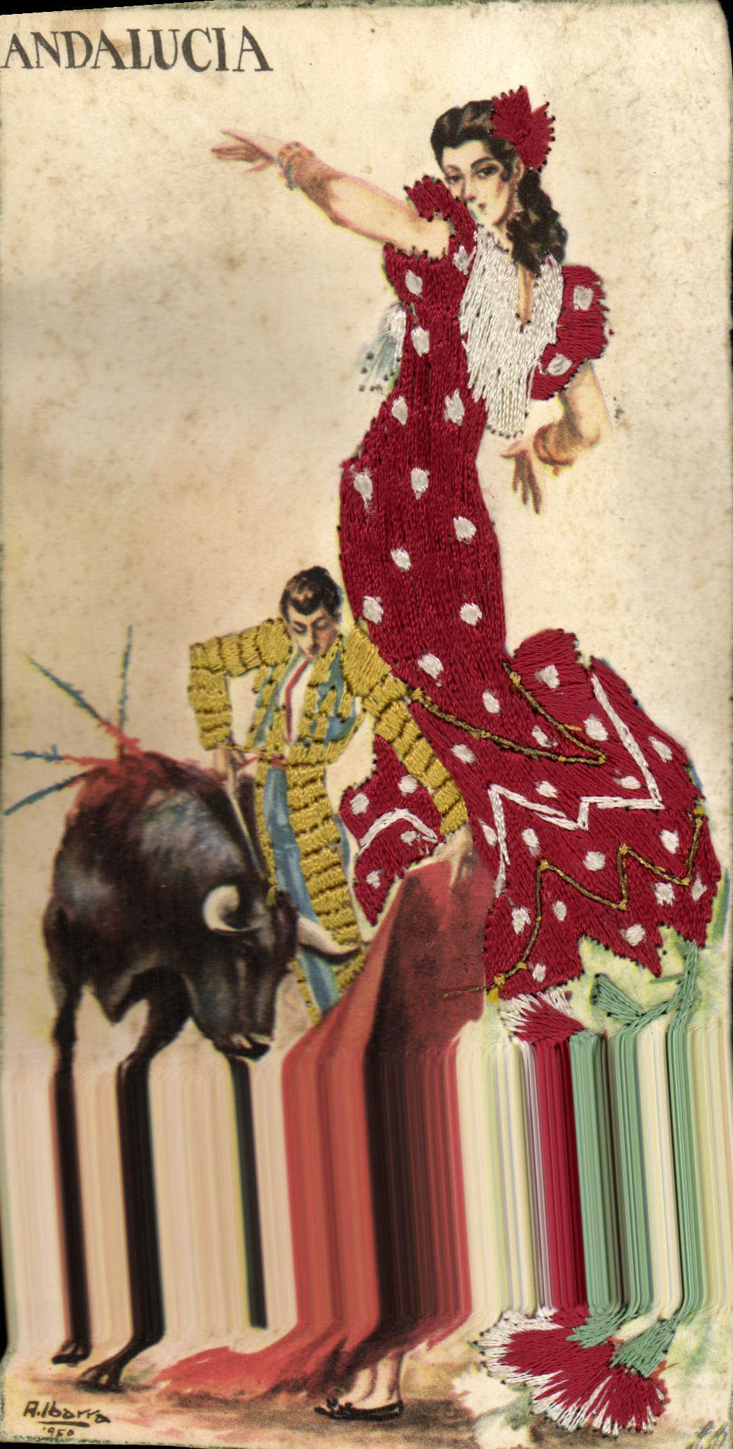 CPA Andalucia Femme Taureau Folklore Corrida