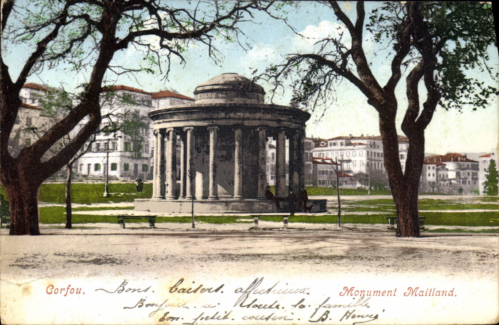 Monumento de Corfou Maitland de la POSTAL de la VENDIMIA
