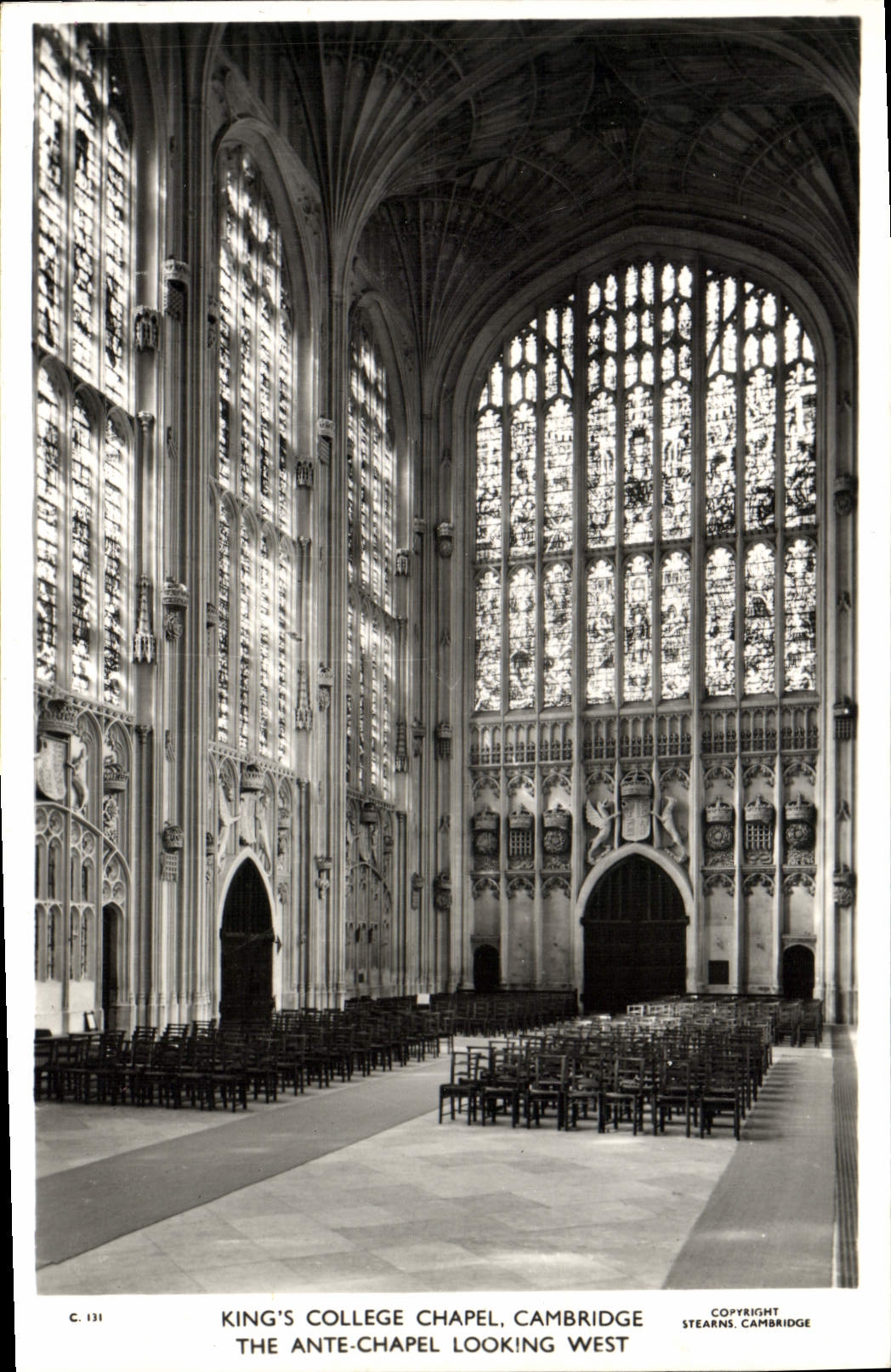 VINTAGE POSTCARD King' S College Chapel Cambridge The Ante chaple looking West