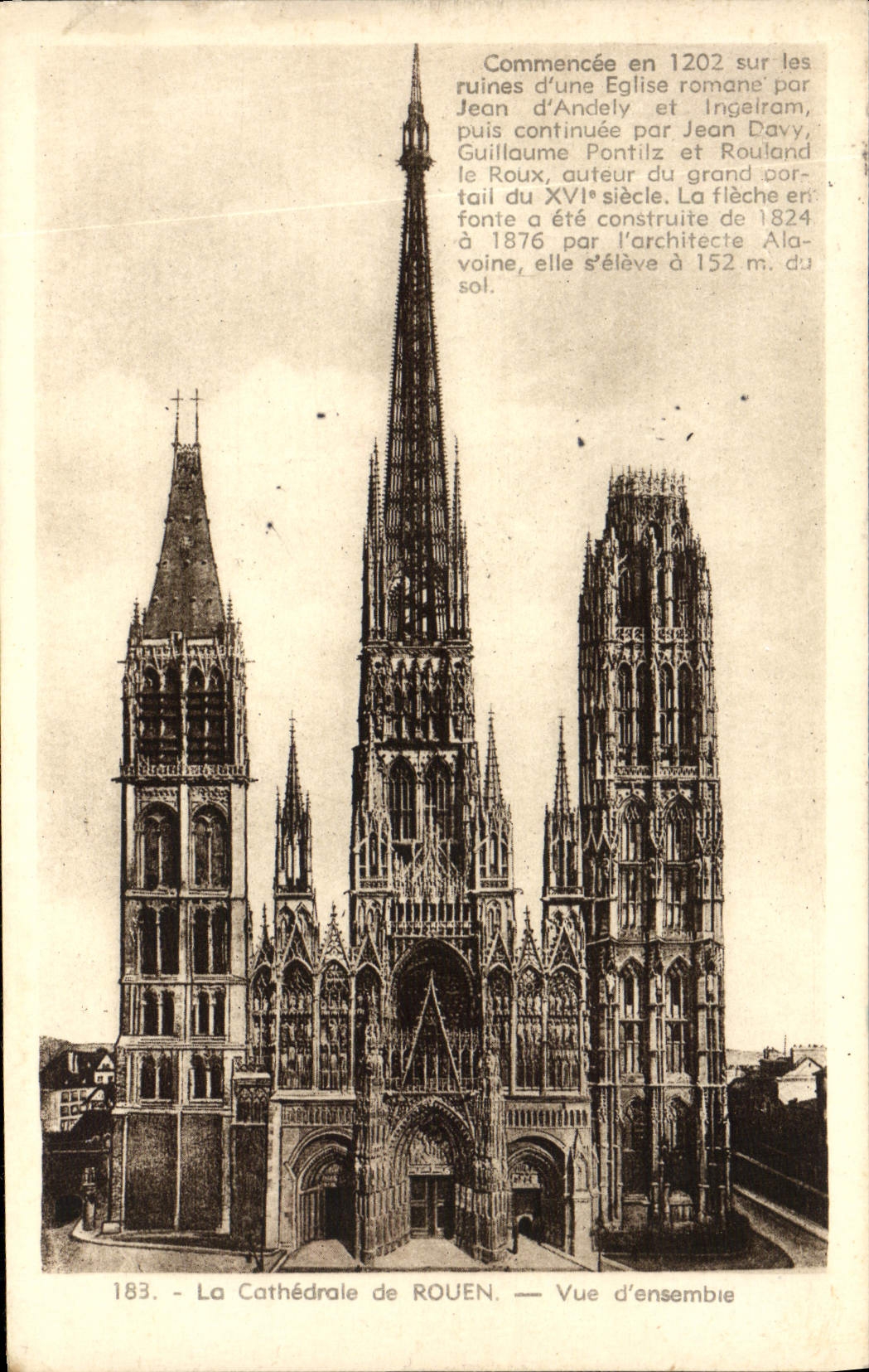VINTAGE POSTCARD Rouen Overall picture Cathedral