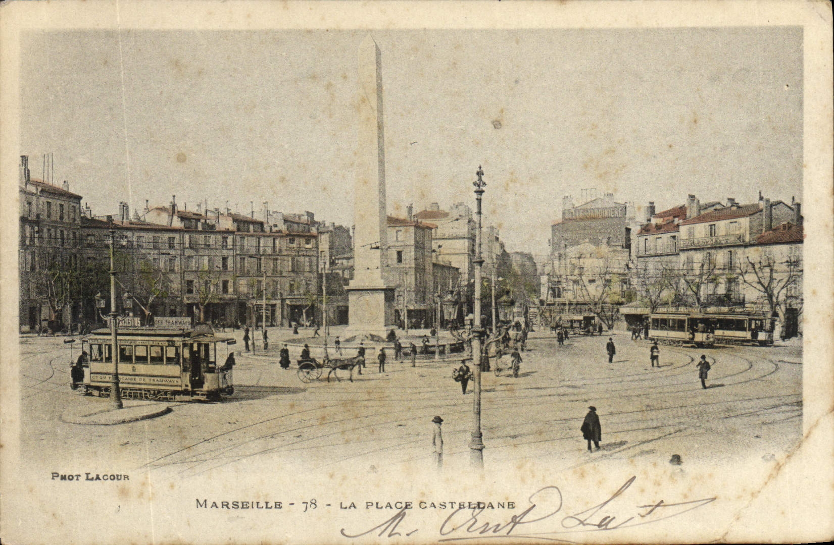 CPA Marseille La Place Castellane Tramway