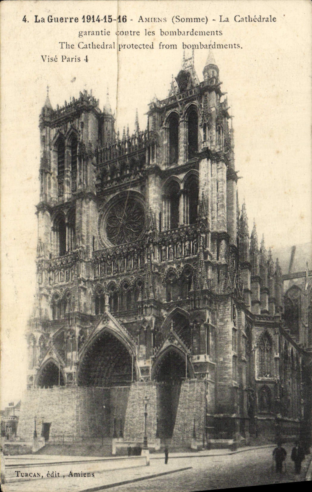 VINTAGE POSTCARD Amiens the Cathedral Guaranteed Against the Bombardments