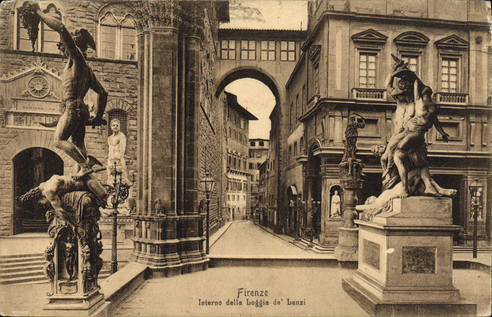 POSTAL Firenze Interno de la VENDIMIA más allá de la logia de Lanzi
