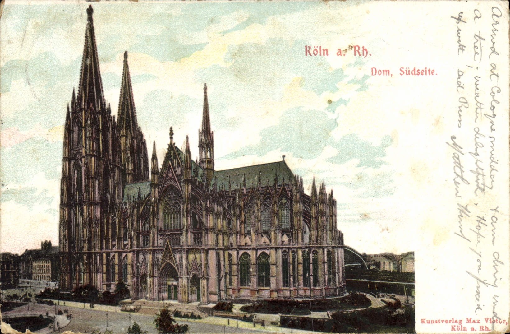 Dom Sudseite de Koln de la POSTAL de la VENDIMIA