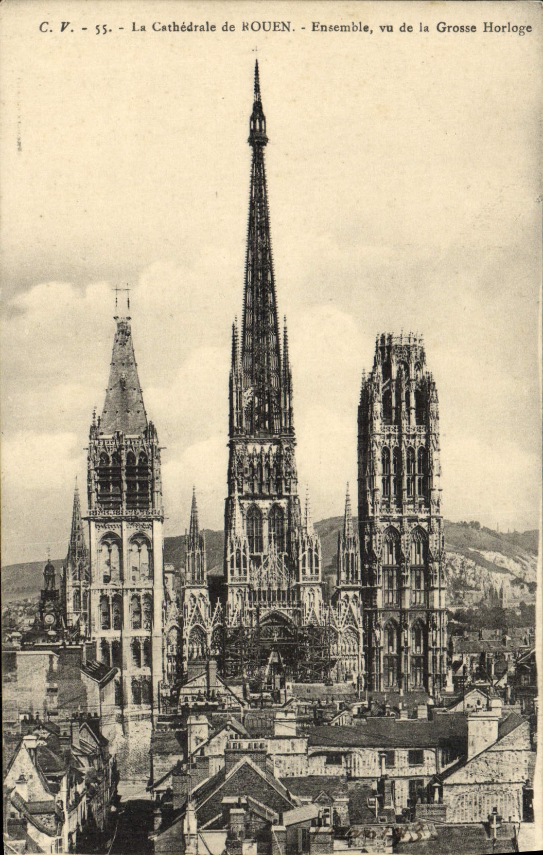 VINTAGE POSTCARD the Cathedral Of Rouen Seen Together Of the Large Clock