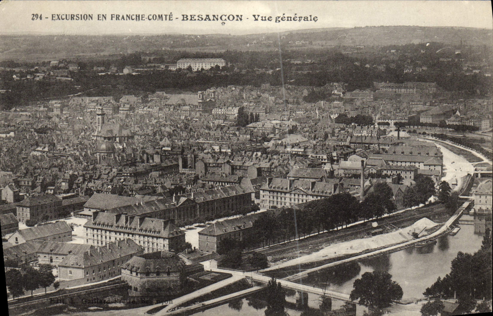 VINTAGE POSTCARD Excursion Into Frank Count Besancon View